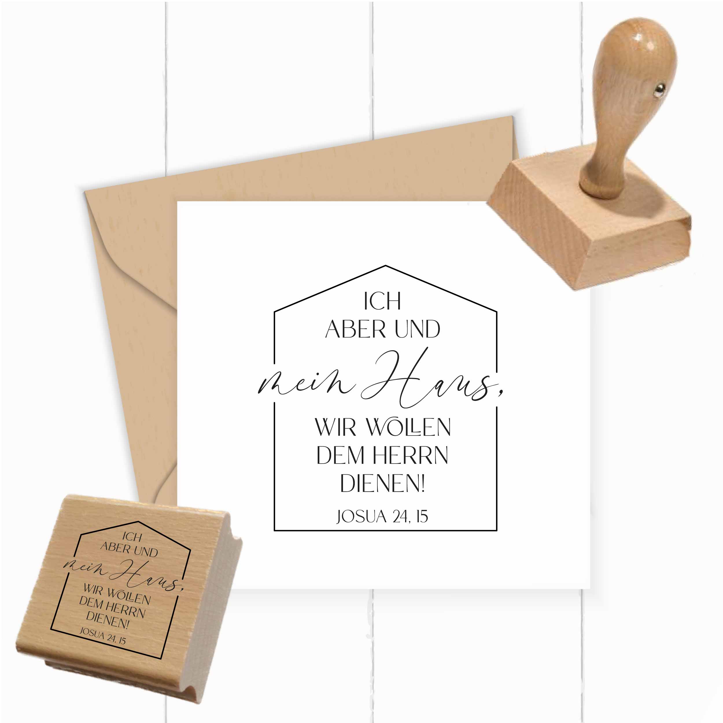 Bibelvers Stempel „Ich aber und mein Haus, wir wollen dem Herrn dienen!“ Josua 24,15 | Haus - ST0531