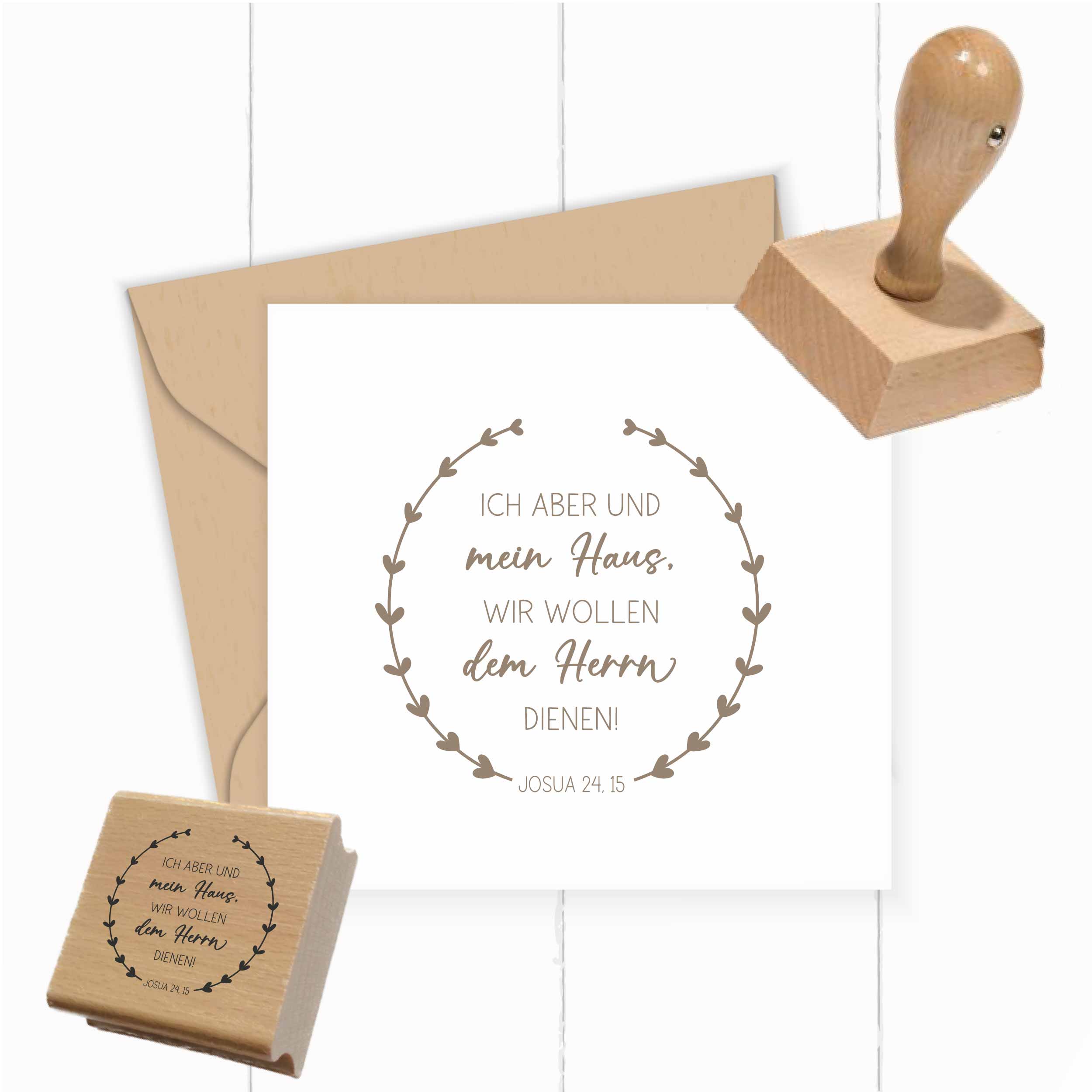 Bibelvers Stempel „Ich aber und mein Haus, wir wollen dem Herrn dienen!“ Josua 24,15 | Kranz - ST0530