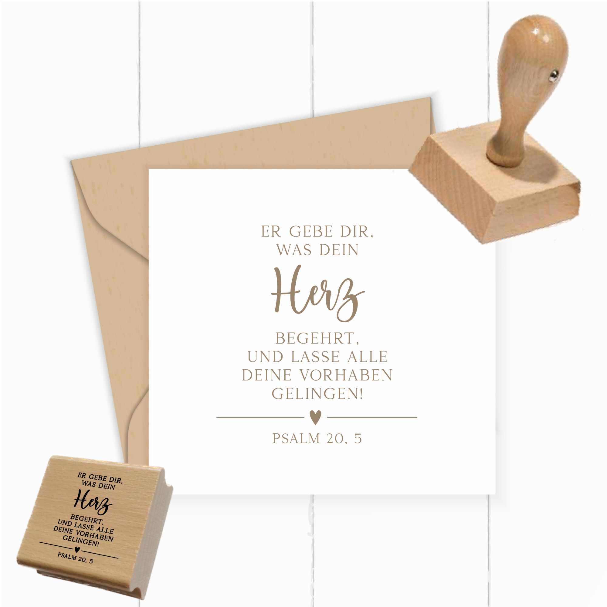 Bibelvers Stempel „Er gebe dir, was dein Herz begehrt“ – Psalm 20,5 - ST0533