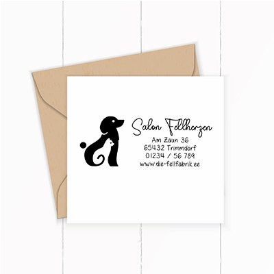 Personalisierbarer Salonstempel Fellherzen | 58 x 22 mm  - ST0150