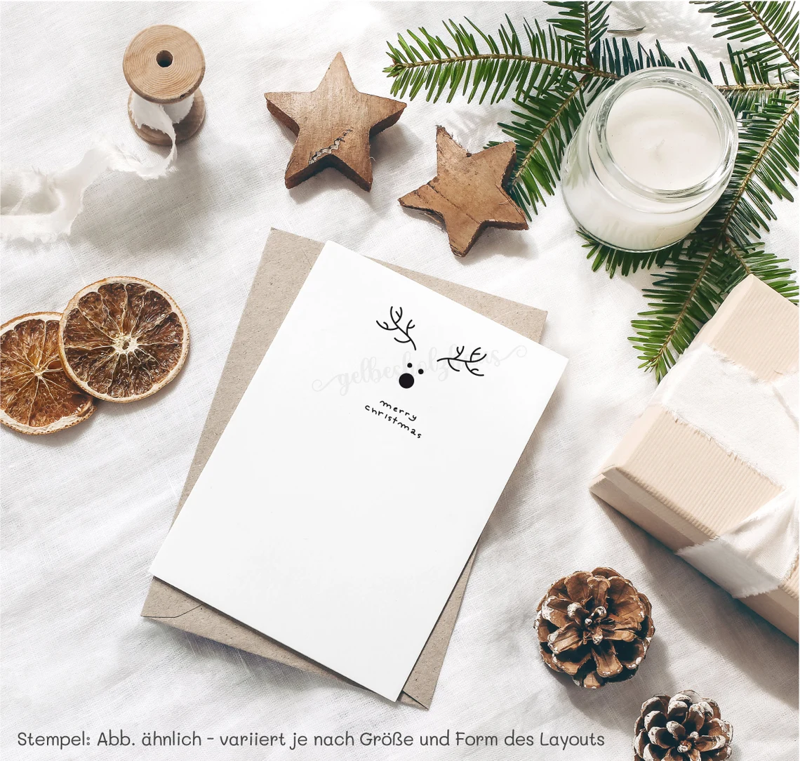 Weihnachts STEMPEL Rentier / Elch "merry christmas"
