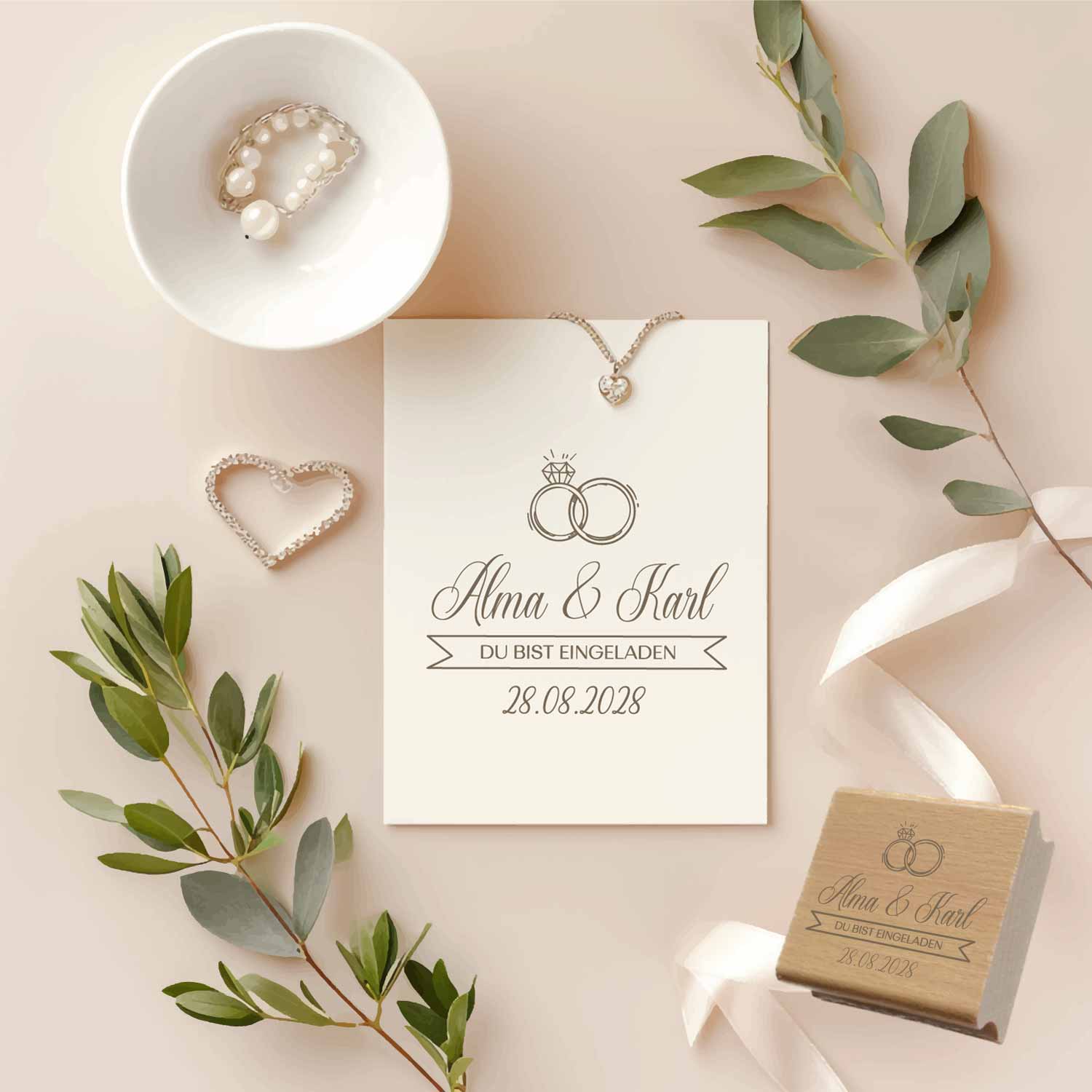 Personalisierter Hochzeits-STEMPEL "Alma & Karl"