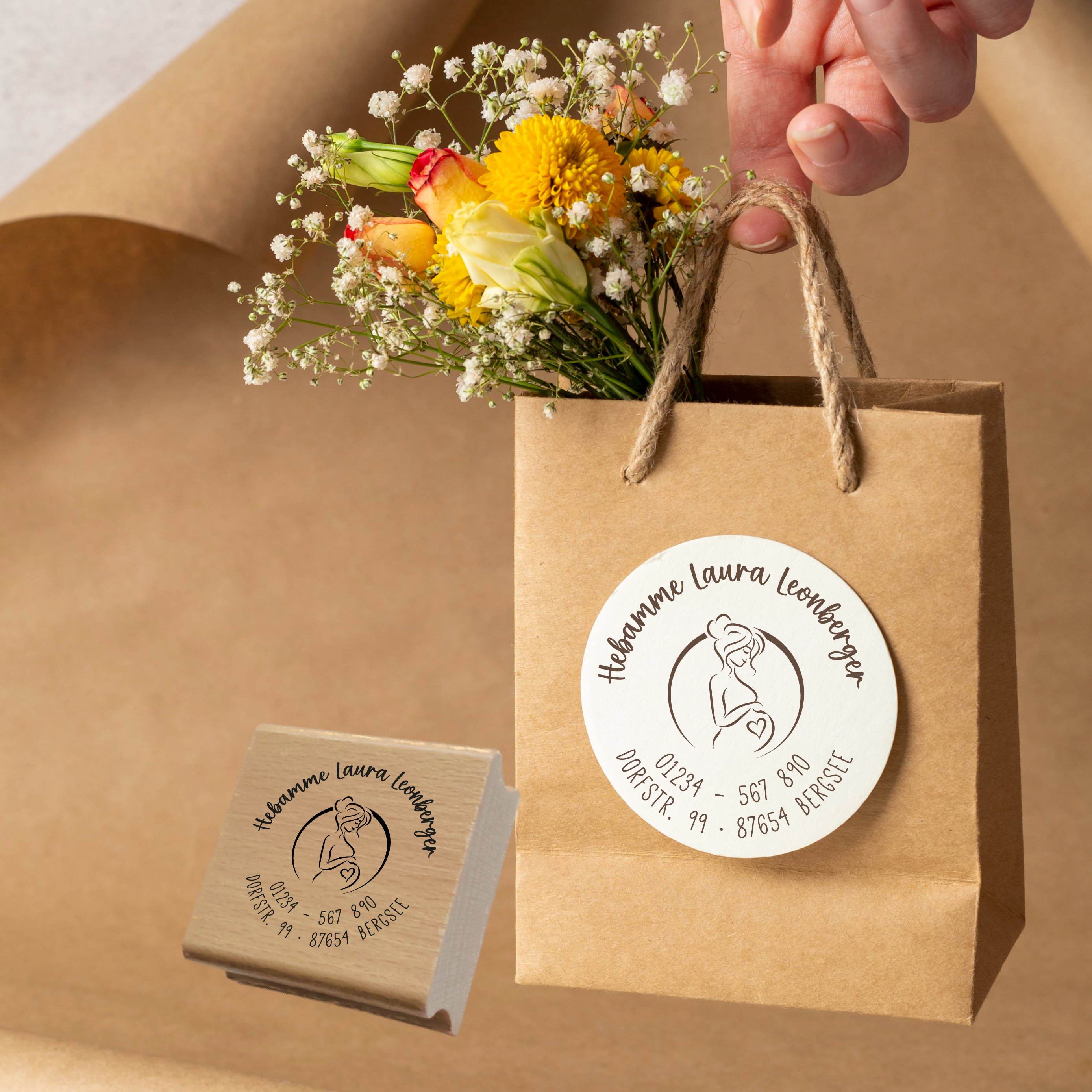 AdressSTEMPEL für Hebammen und Geburtshelfer "Babybauch"