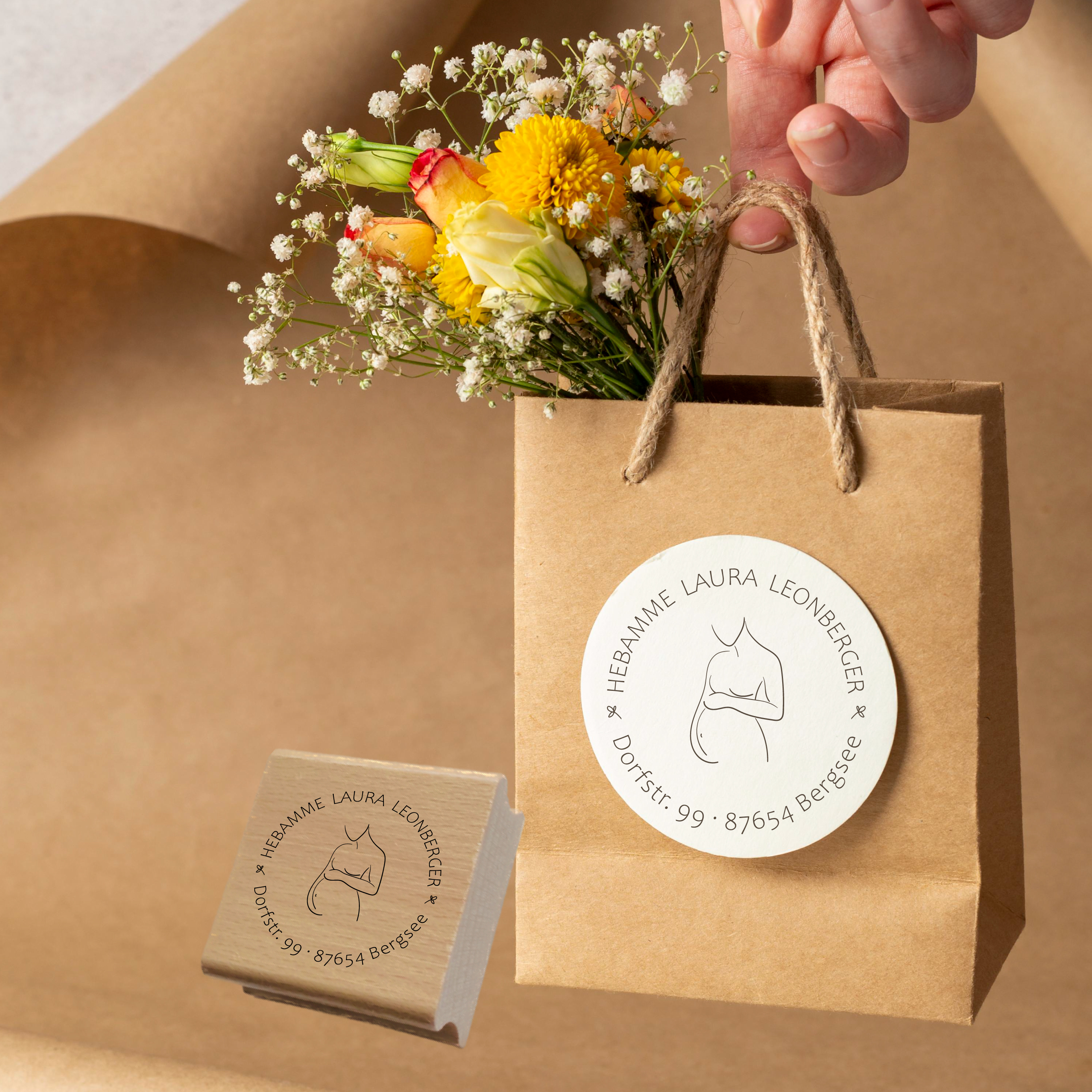 AdressSTEMPEL für Hebammen und Geburtshelfer "Bauch"