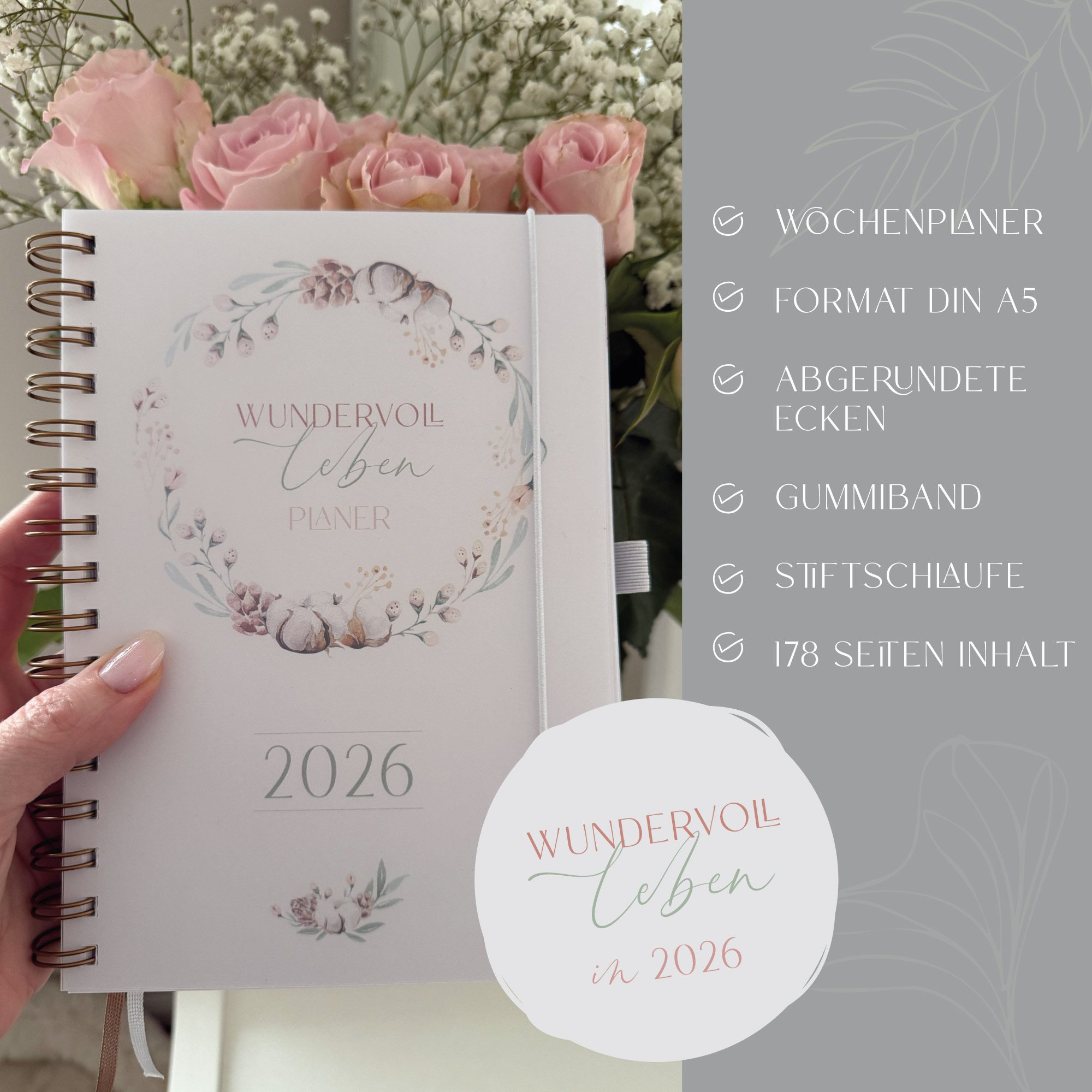 Jahresplaner "wundervoll leben" 2026 – plane dein Jahr mit Herz