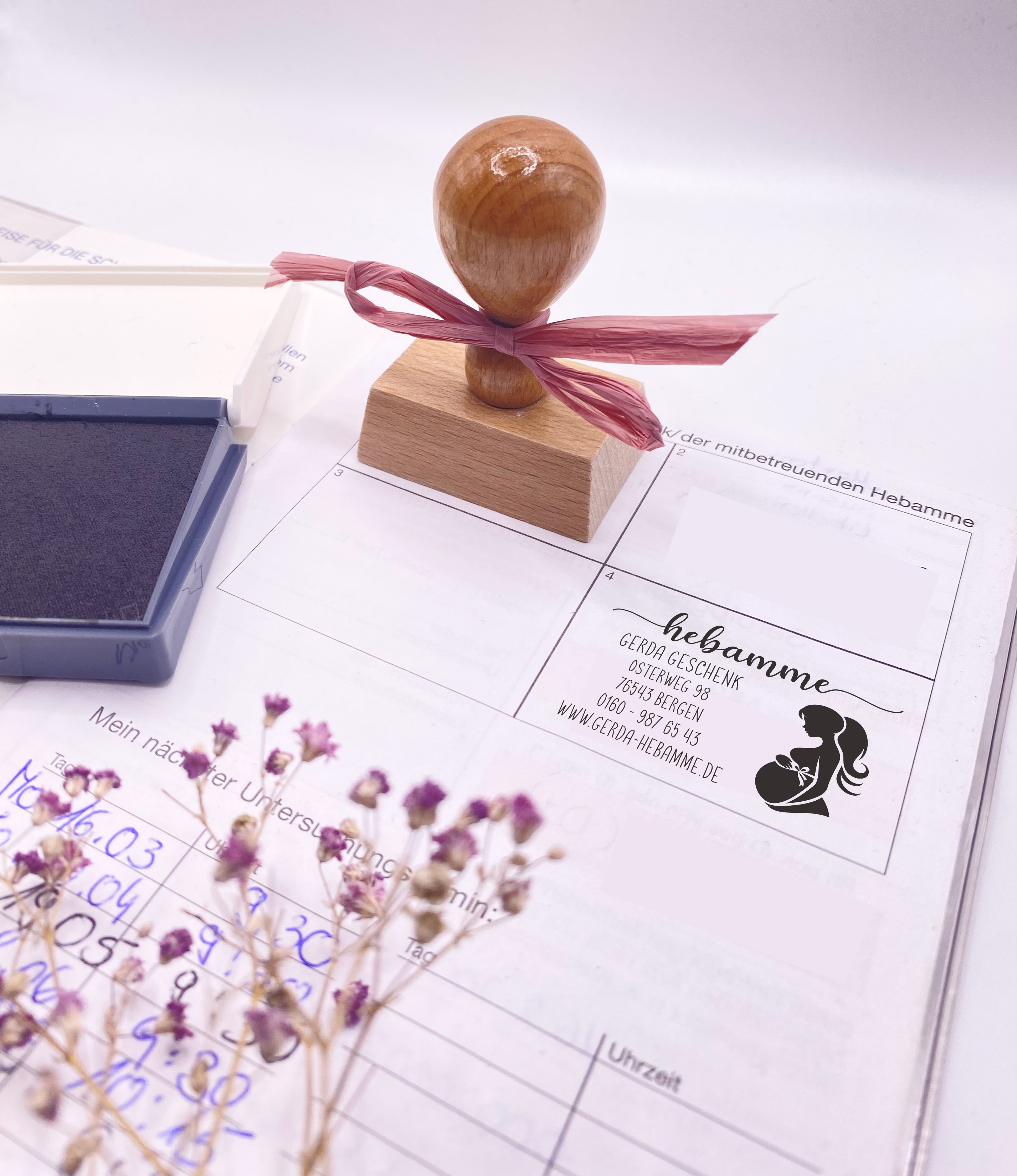 Personalisierter Hebammenstempel<br> – passend für den Mutterpass