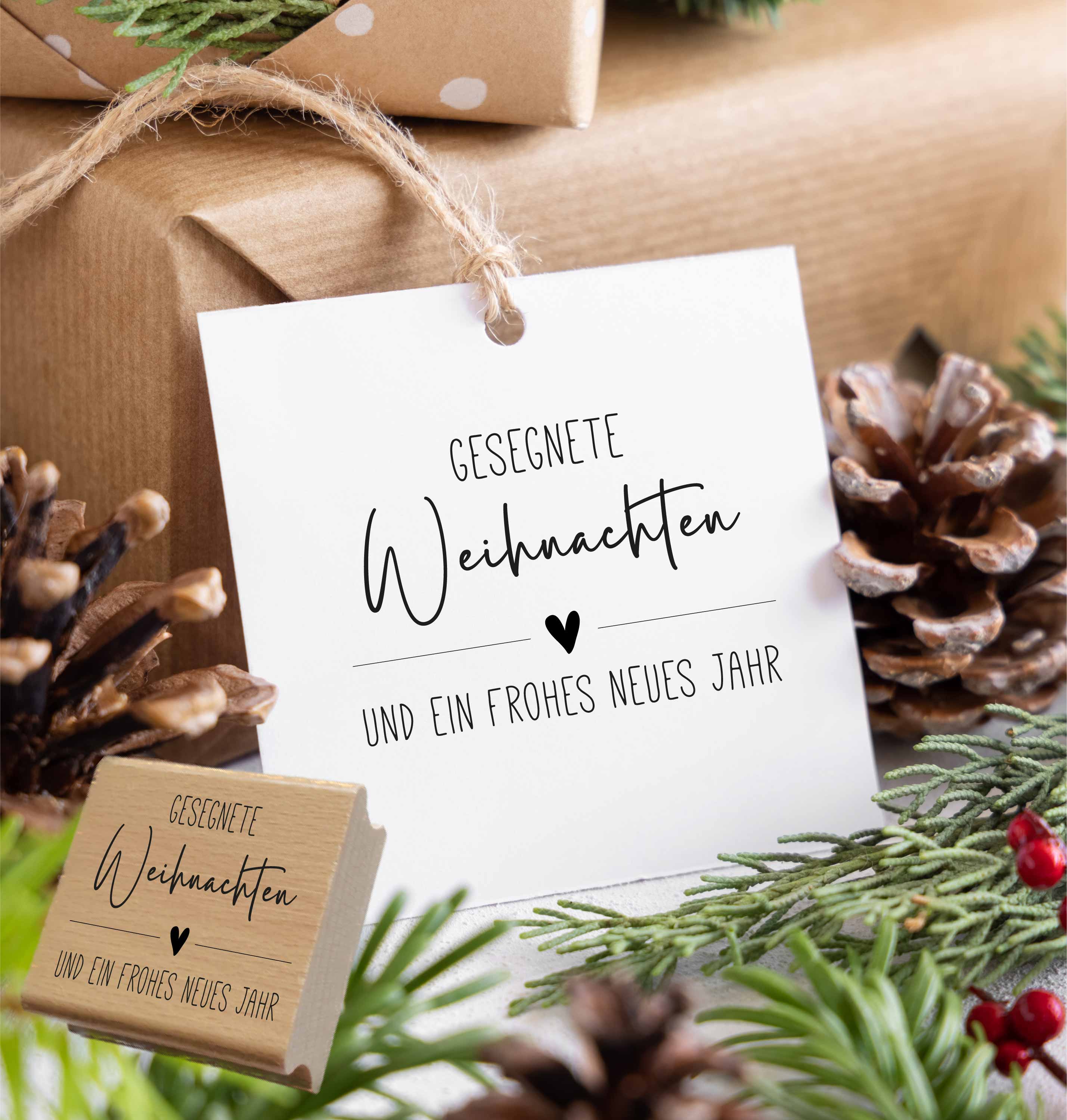 Weihnachts STEMPEL "Gesegnete Weihnachten und ein frohes neues Jahr" 