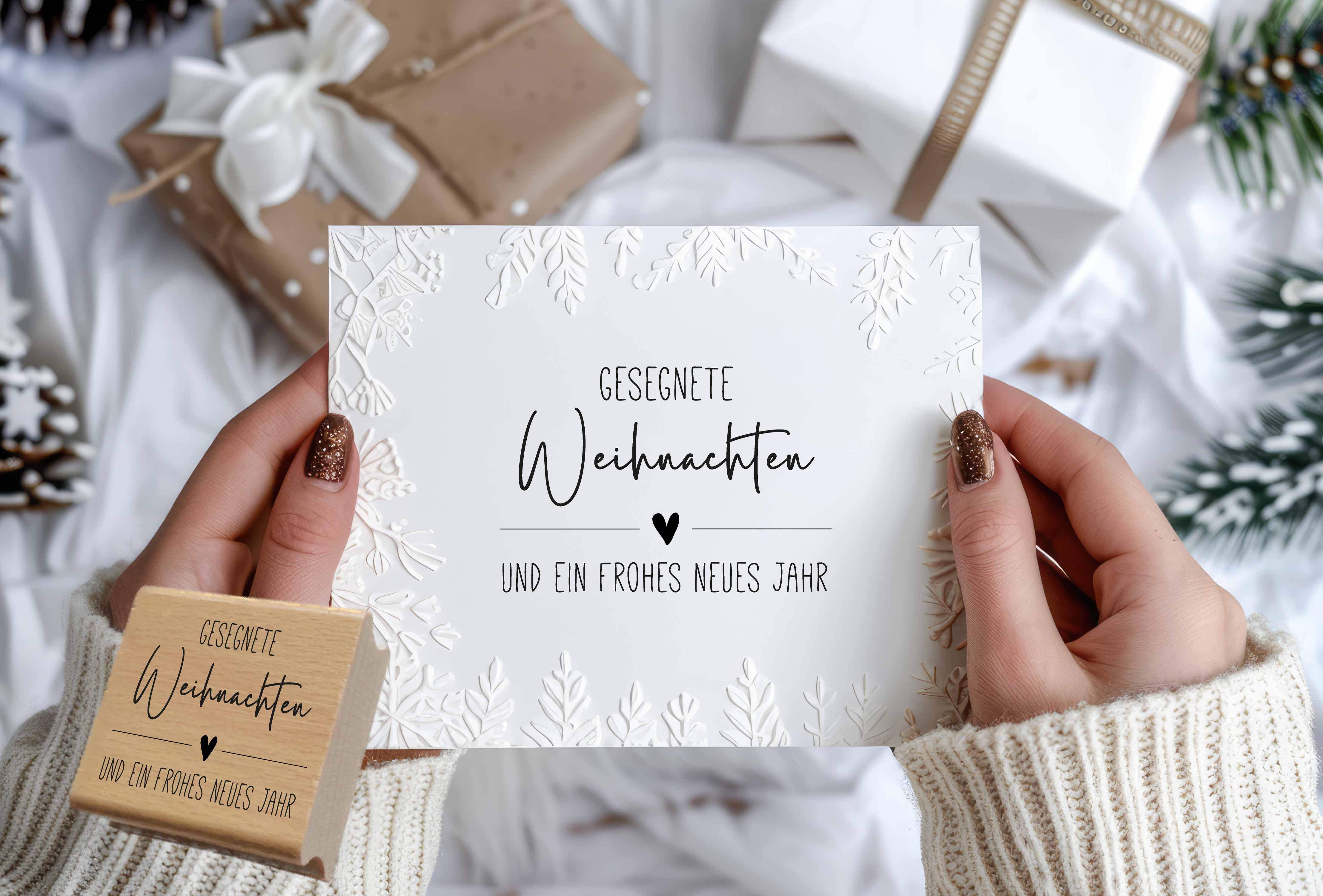 Weihnachts STEMPEL "Gesegnete Weihnachten und ein frohes neues Jahr" 