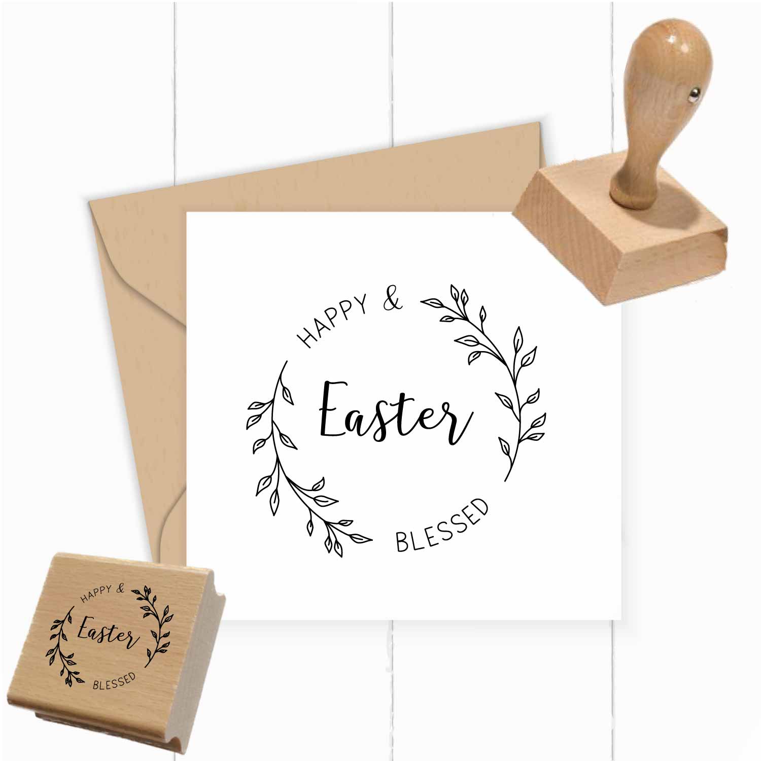 Oster-STEMPEL "Happy & blessed Easter"