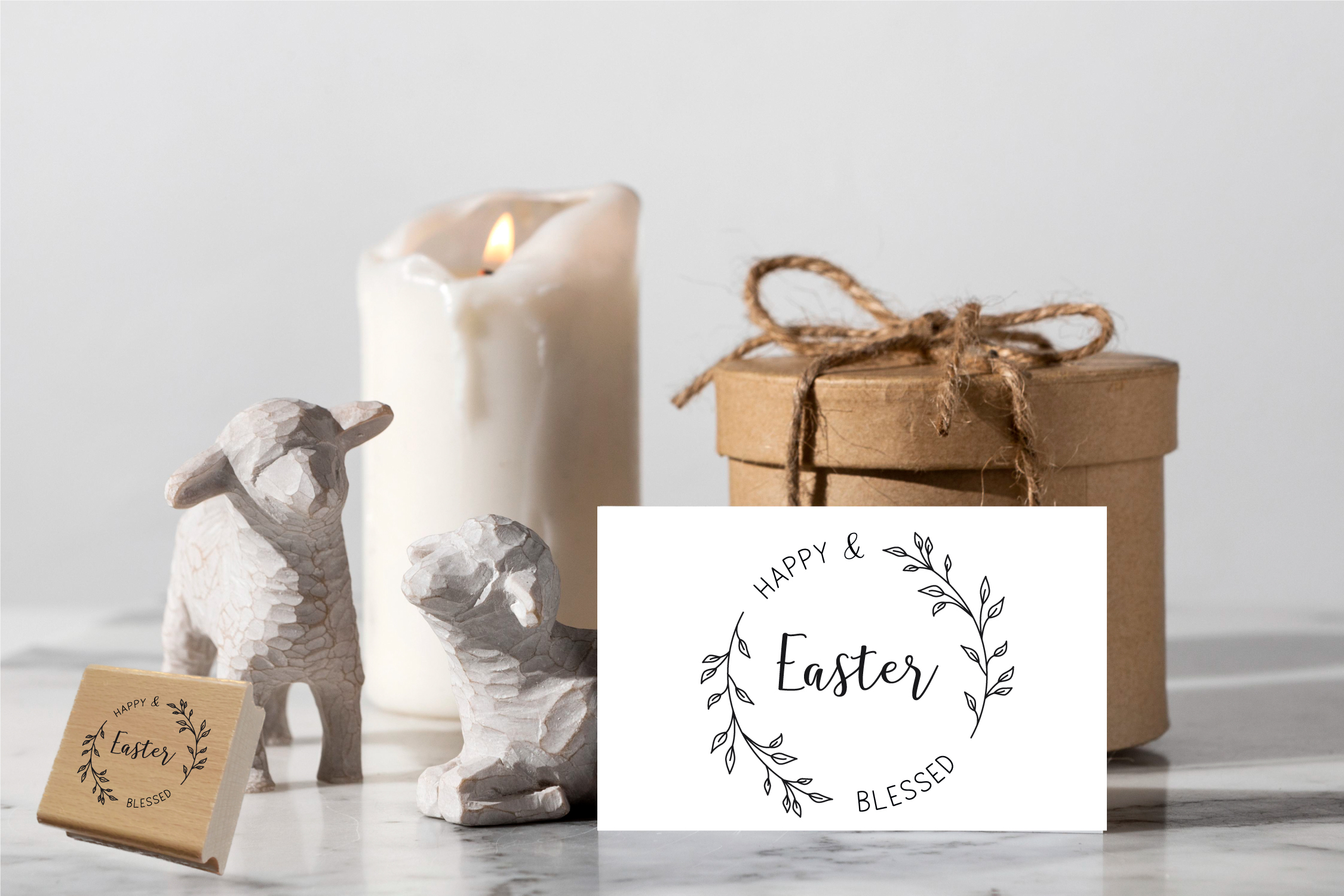 Oster-STEMPEL "Happy & blessed Easter"