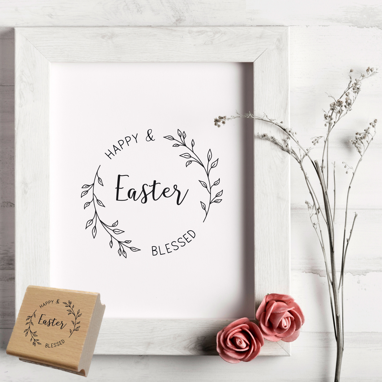 Oster-STEMPEL "Happy & blessed Easter"