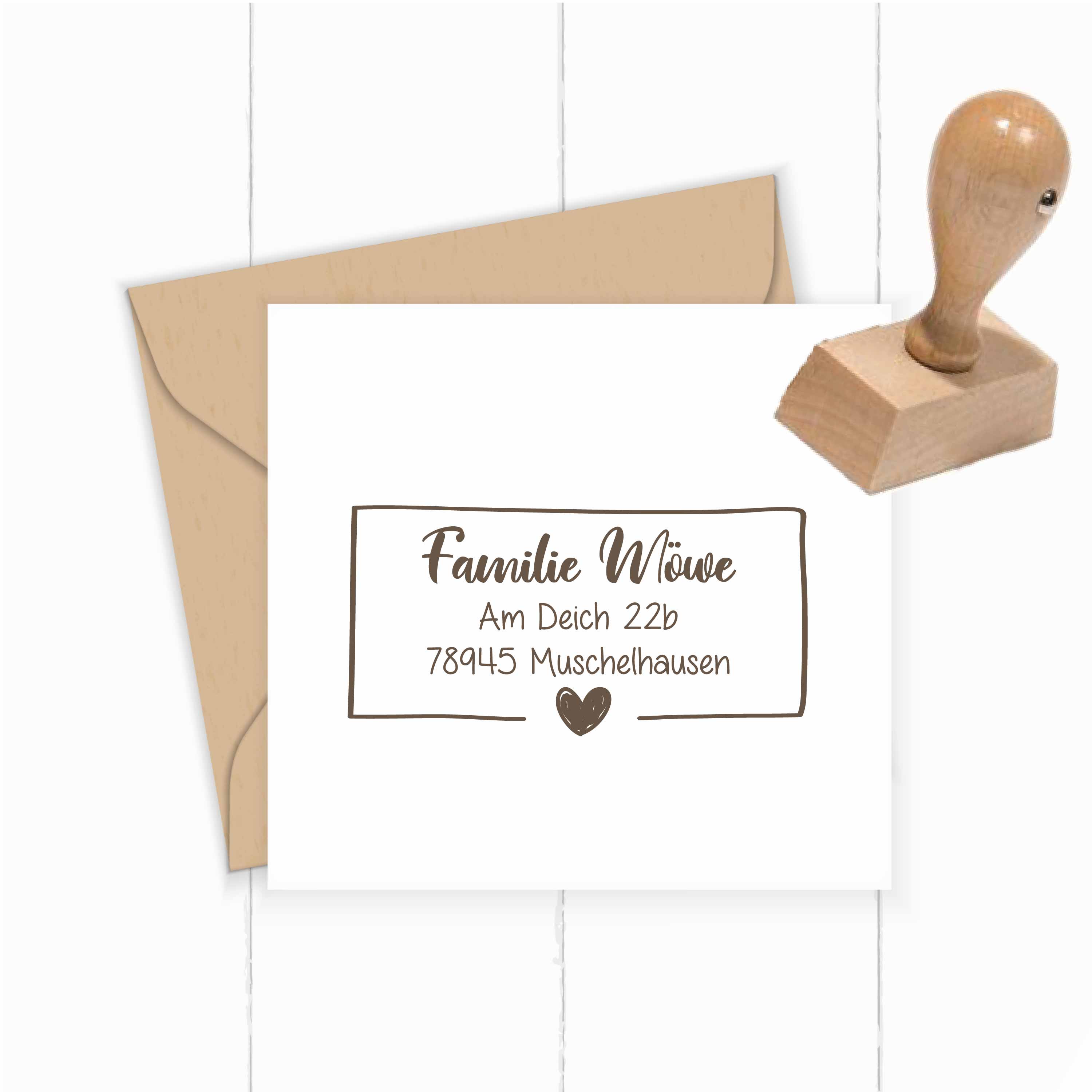 Personalisierter Adresstempel "Heart" | 58 x 22 mm