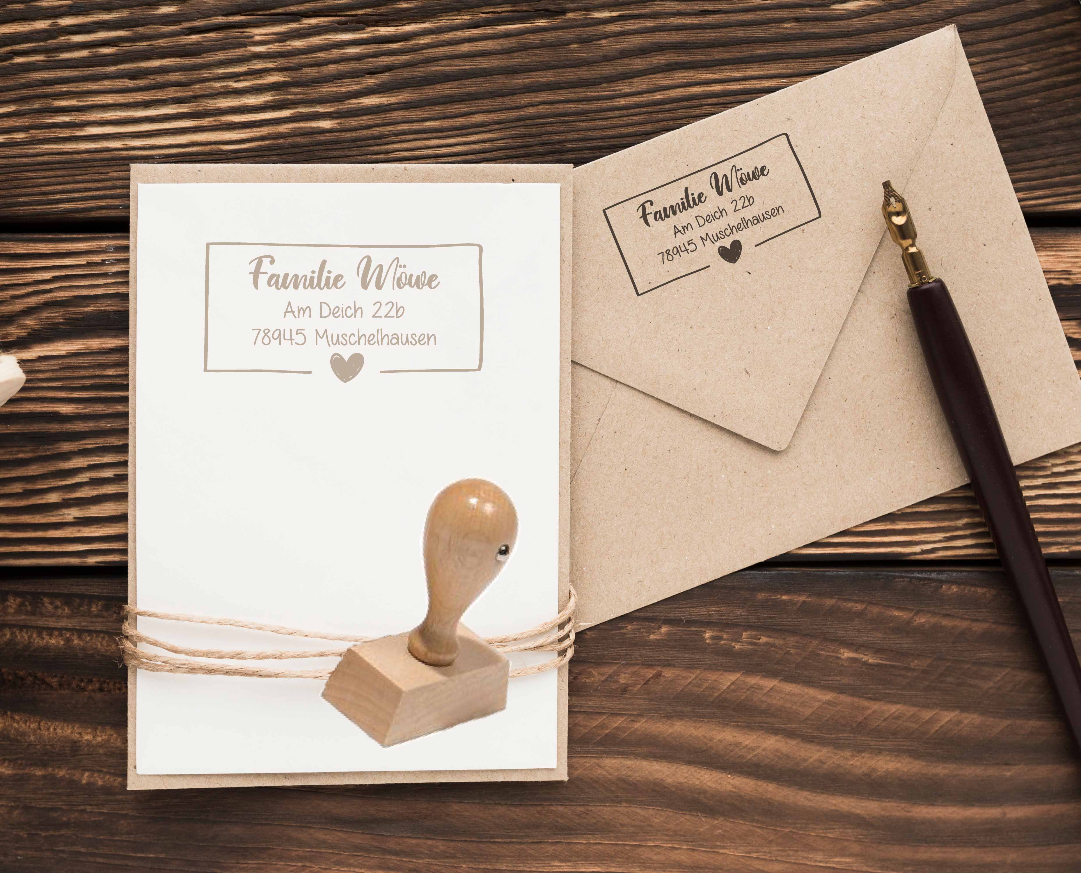 Personalisierter Adresstempel "Heart" | 58 x 22 mm