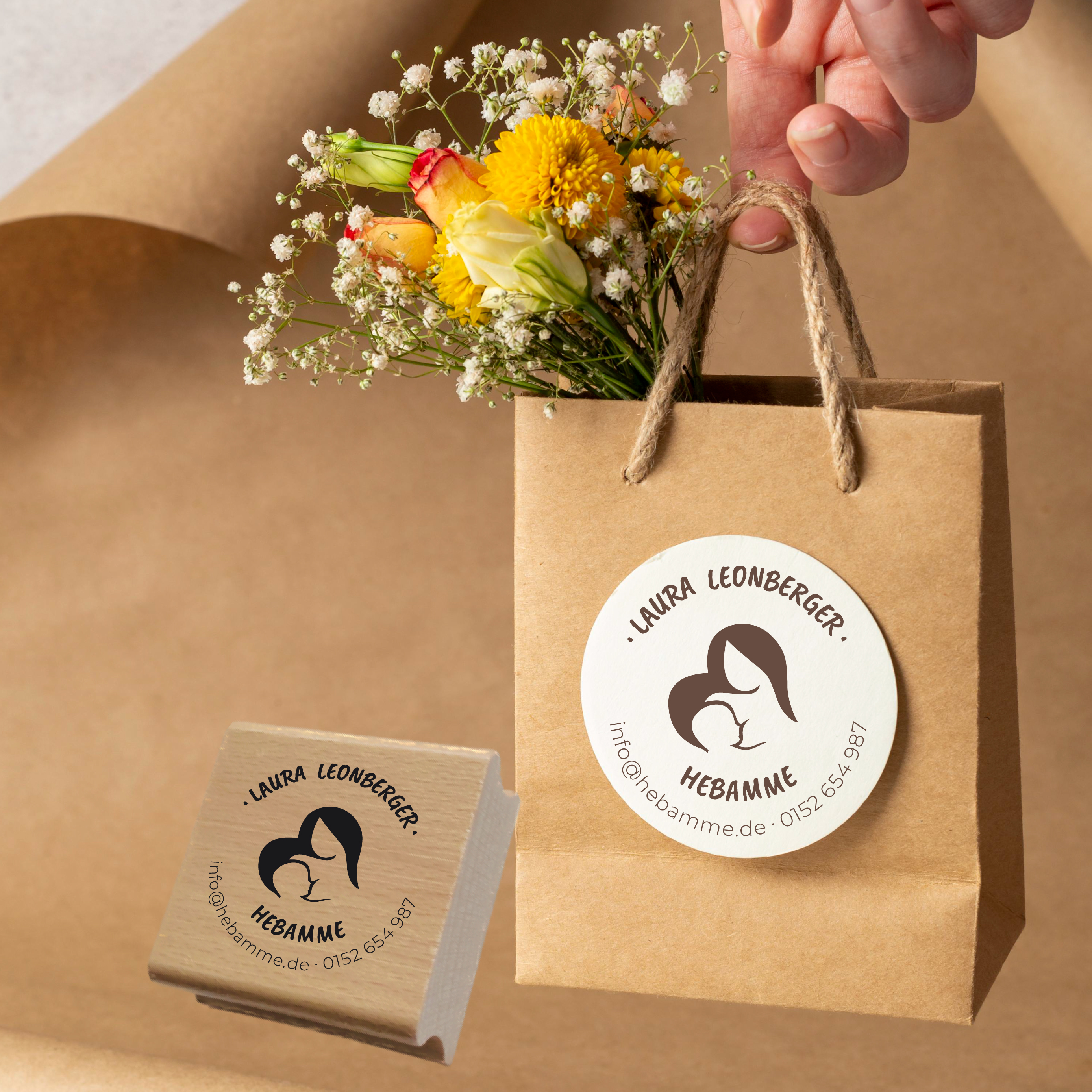 AdressSTEMPEL für Hebammen und Geburtshelfer "Herz"