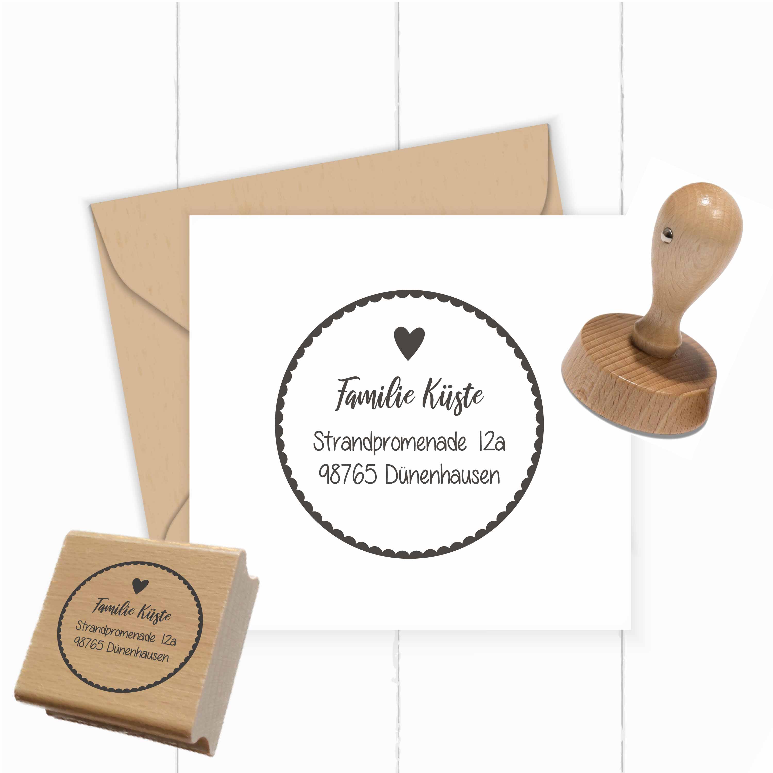 Personalisierter Adresstempel "Herz" | 4–10 cm