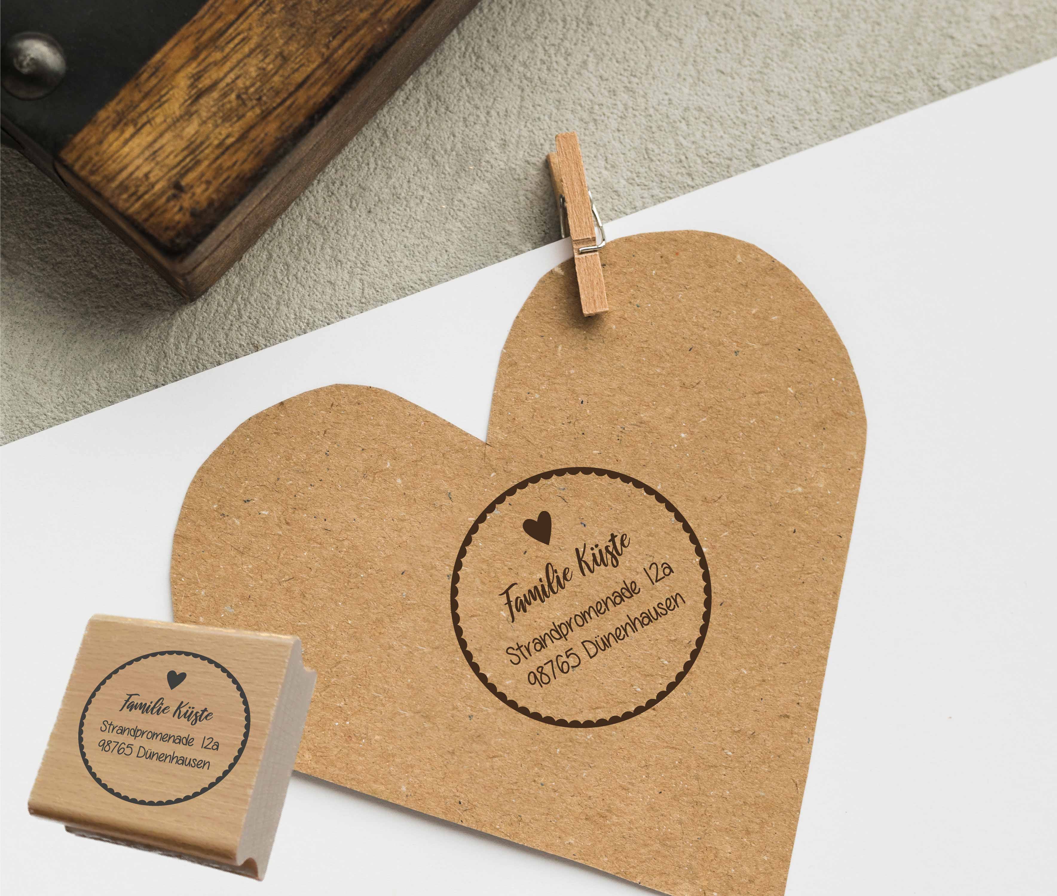 Personalisierter Adresstempel "Herz" | 4–10 cm