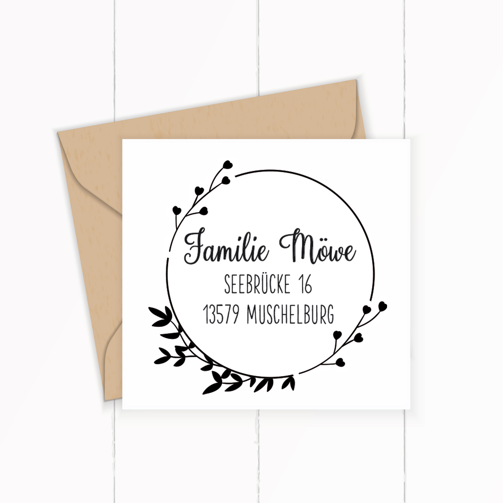 Personalisierter Adresstempel "Herzchenzweige" | 4–10 cm 