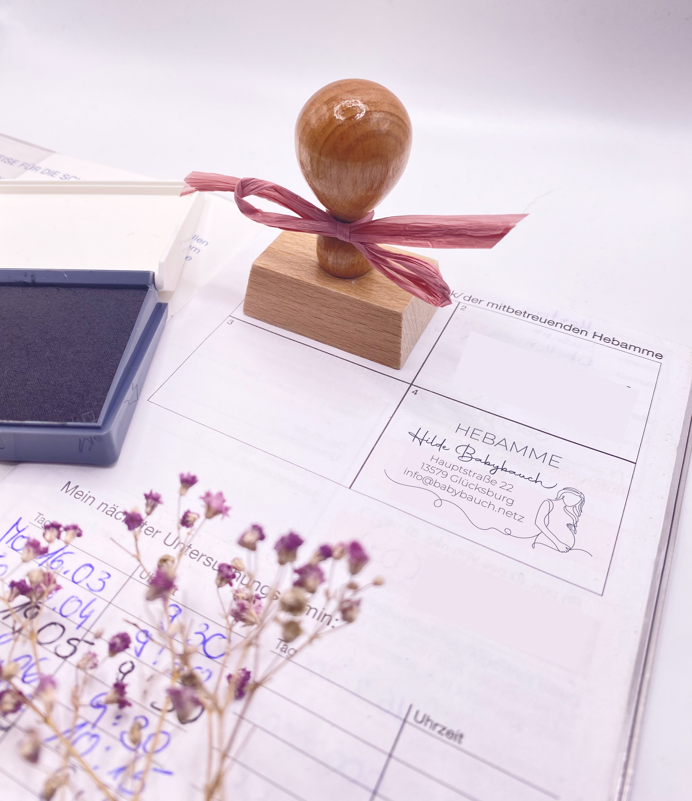 Personalisierter Hebammenstempel<br> – passend für den Mutterpass