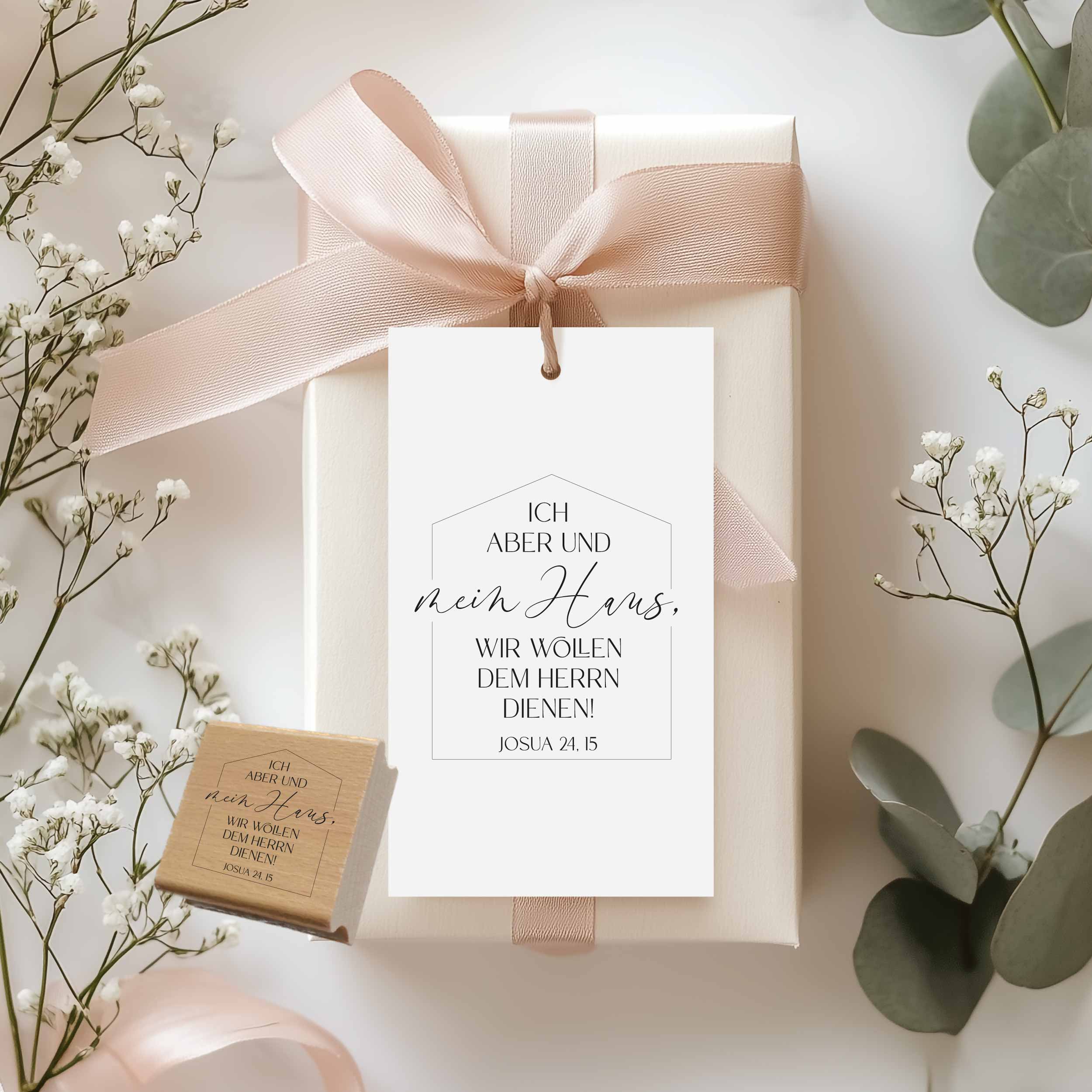 Bibelvers Stempel „Ich aber und mein Haus, wir wollen dem Herrn dienen!“ Josua 24,15 | Haus