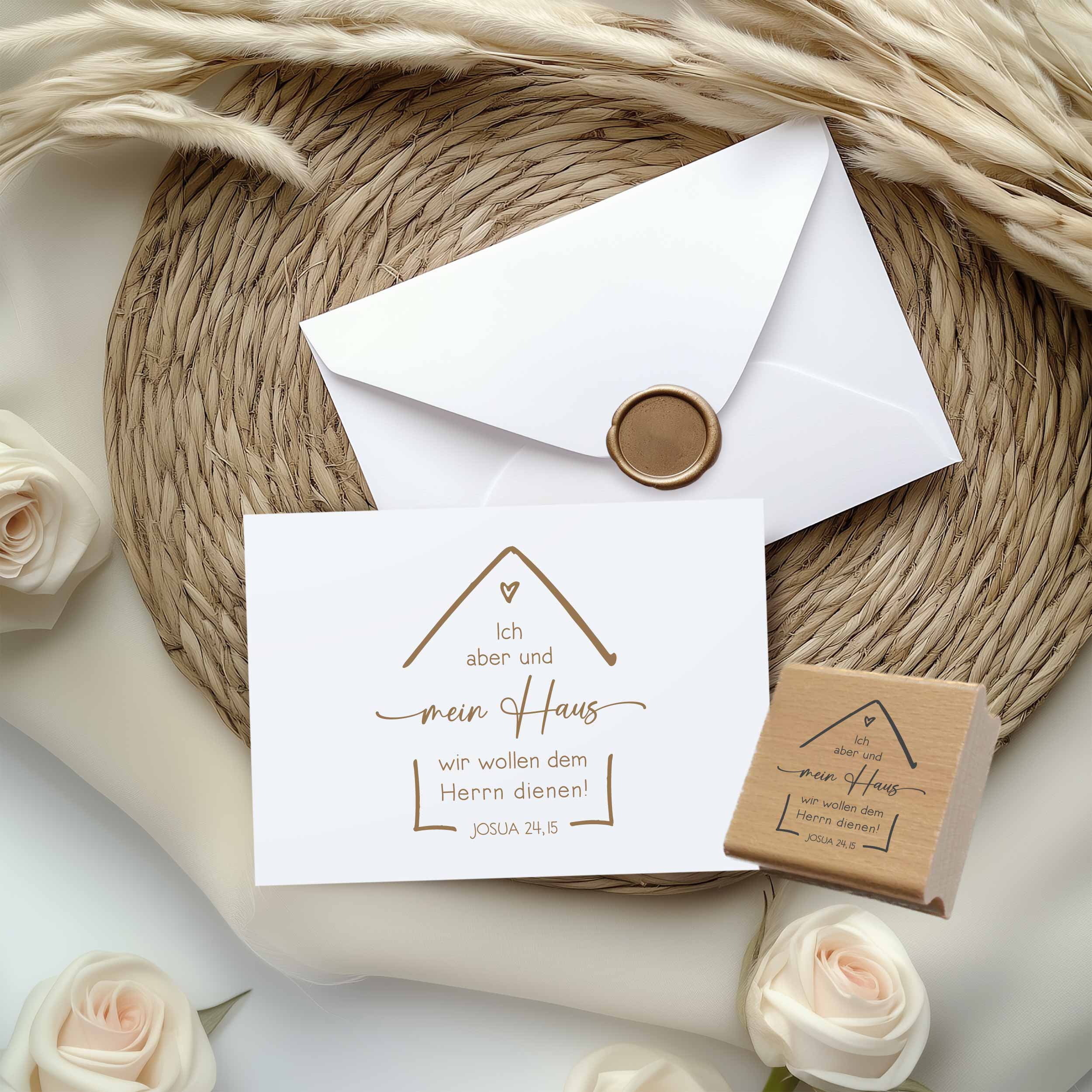 Bibelvers Stempel „Ich aber und mein Haus wir wollen dem Herrn dienen!“ Josua 24,15