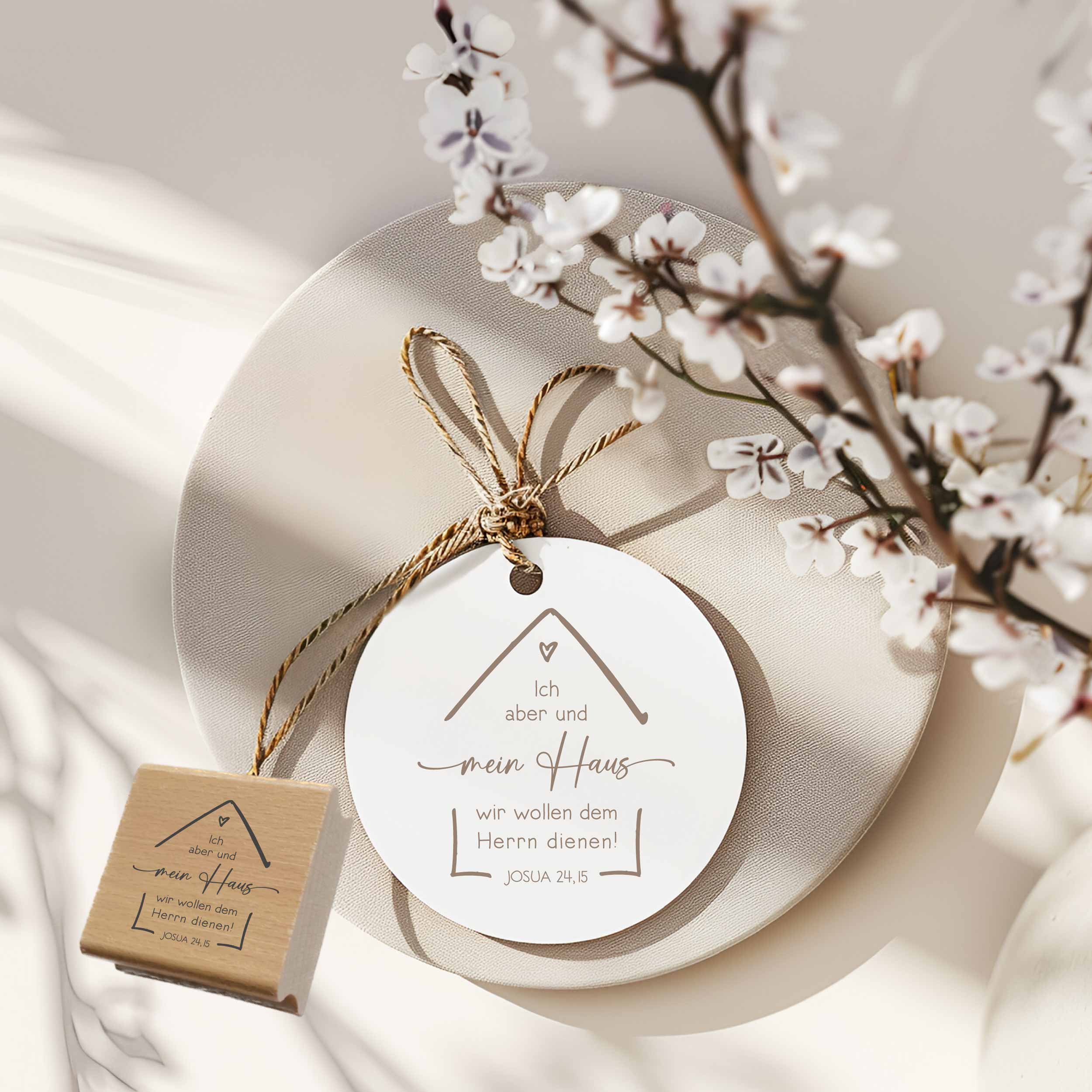 Bibelvers Stempel „Ich aber und mein Haus wir wollen dem Herrn dienen!“ Josua 24,15