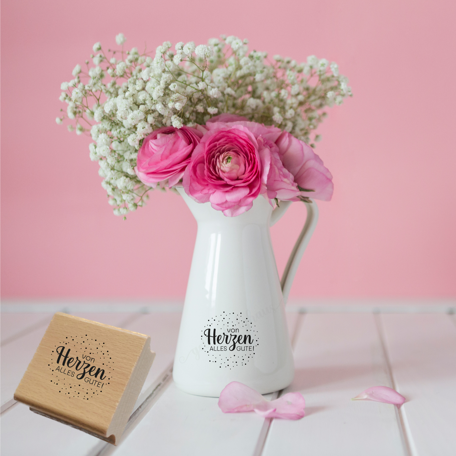 Konfetti-STEMPEL "von Herzen alles Gute!"