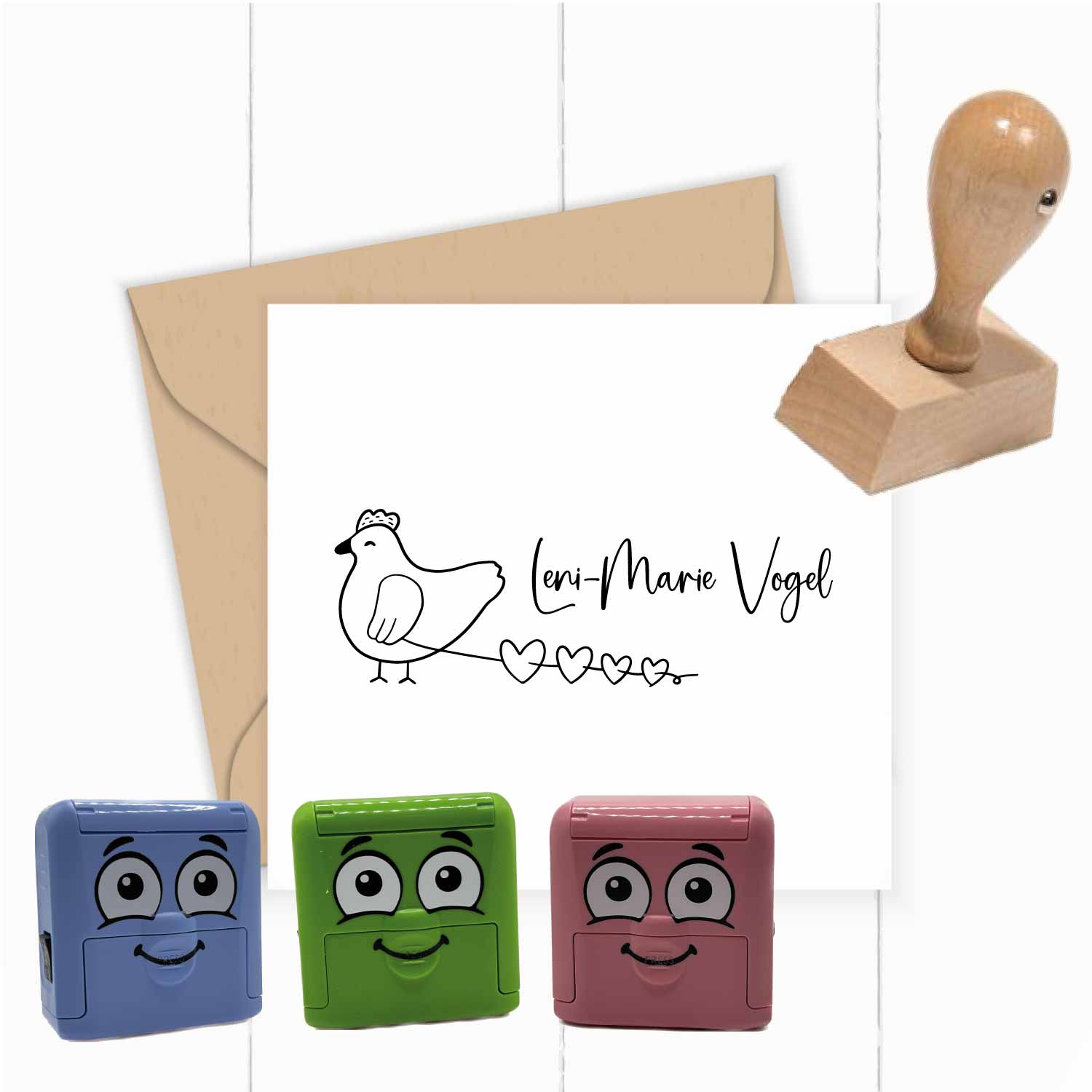 Dein personalisierter Textilstempel „Huhn“ | 38 x 14 mm