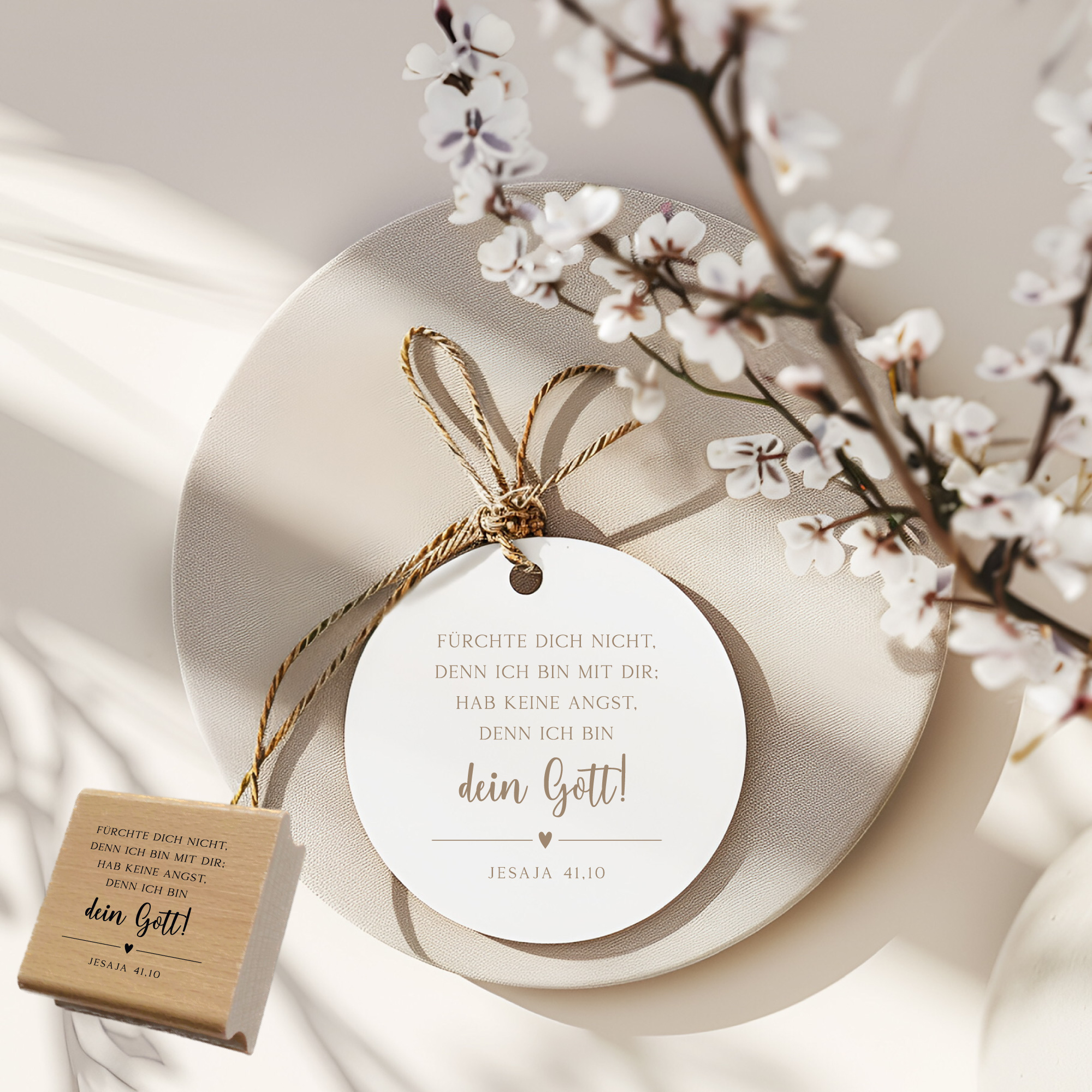 Stempel Jahreslosung 2027 "Fürchte dich nicht, denn ich bin mit dir" Jesaja 41,10 | Herz