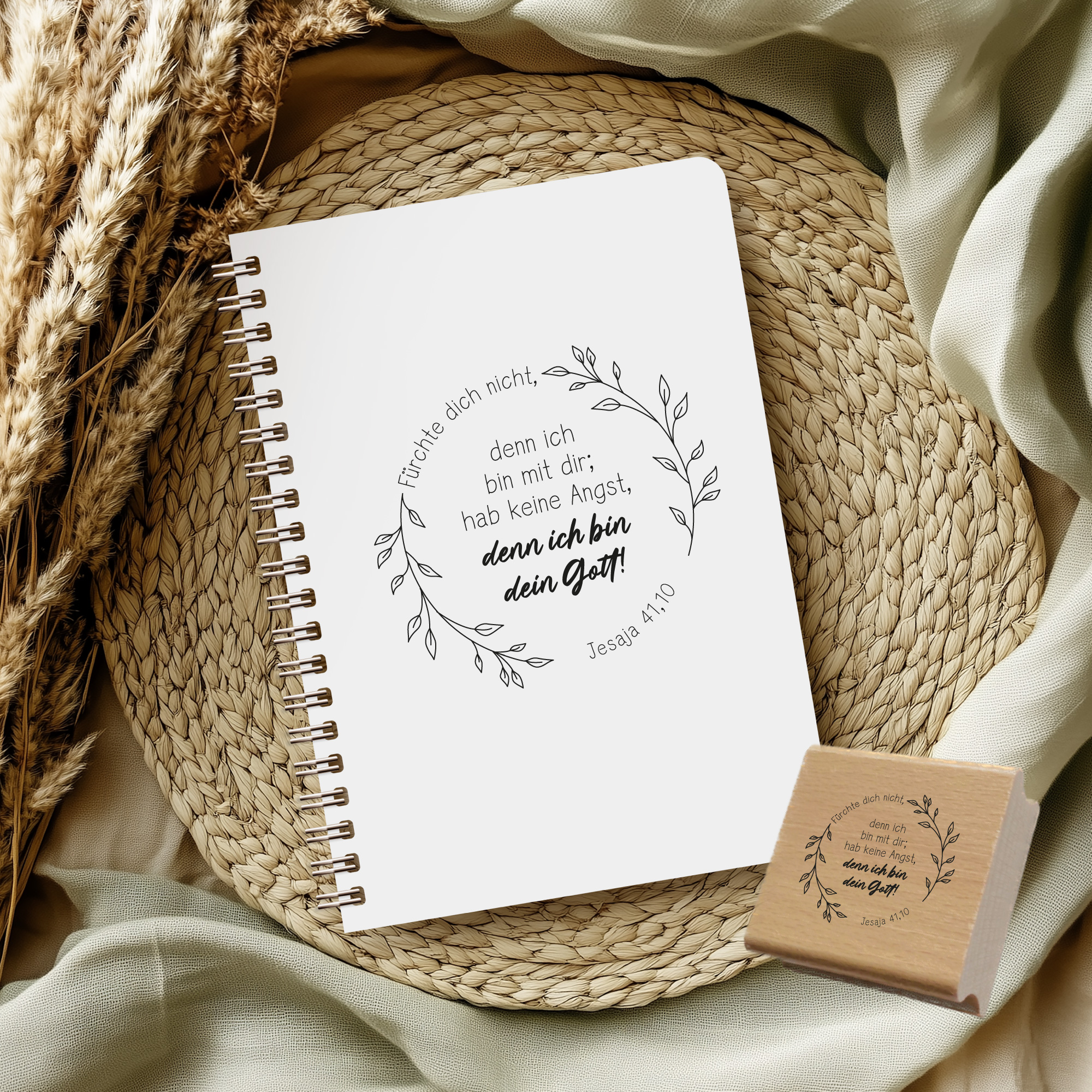 Stempel Jahreslosung 2027 "Fürchte dich nicht, denn ich bin mit dir" Jesaja 41,10 | Kranz