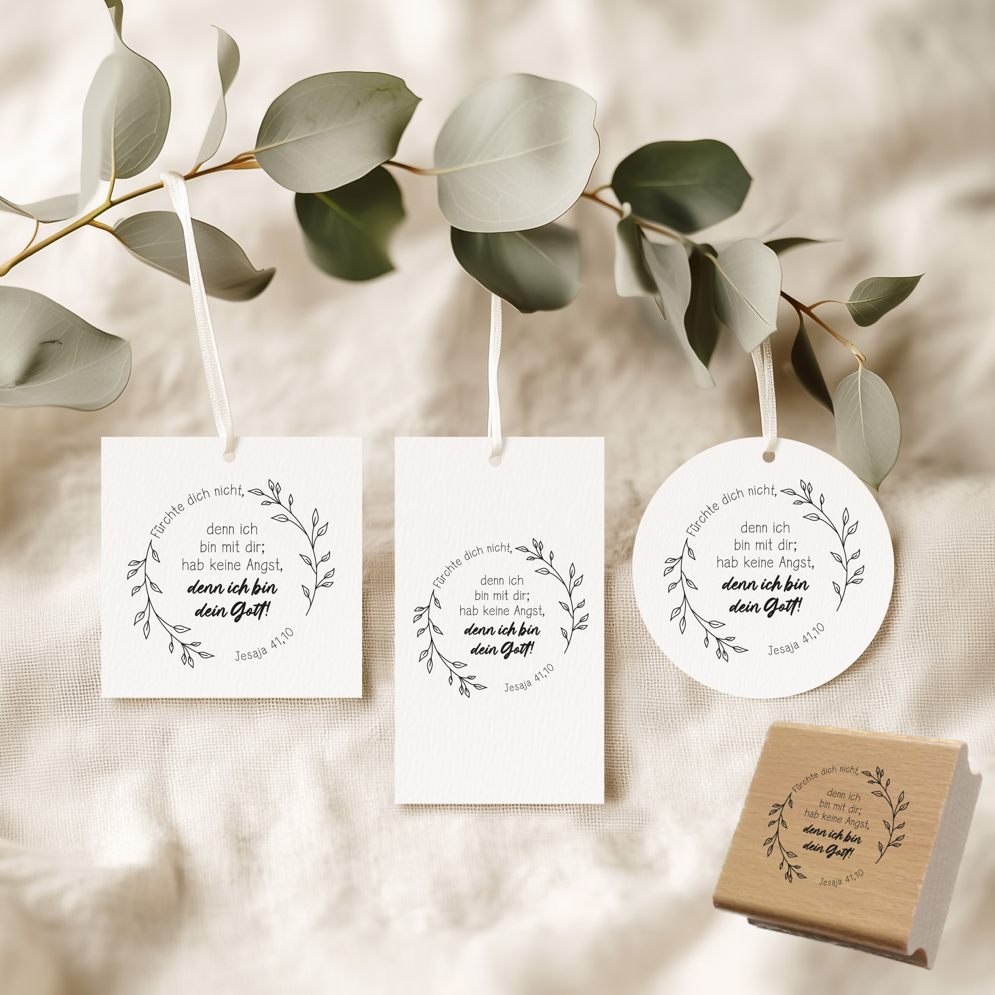 Stempel Jahreslosung 2027 "Fürchte dich nicht, denn ich bin mit dir" Jesaja 41,10 | Kranz