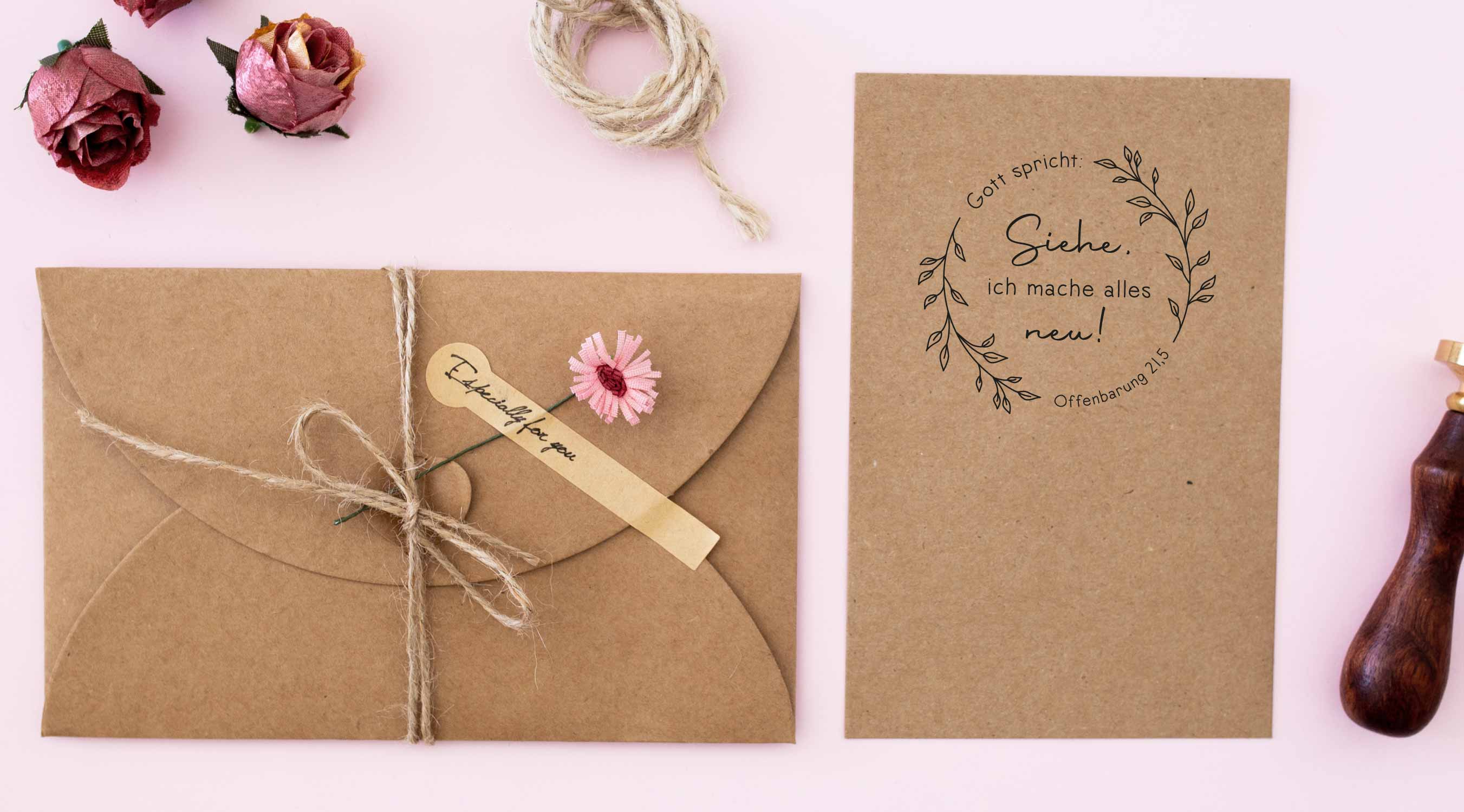 Stempel Jahreslosung 2026 "Gott spricht: Siehe, ich mache alles neu!" Kranz