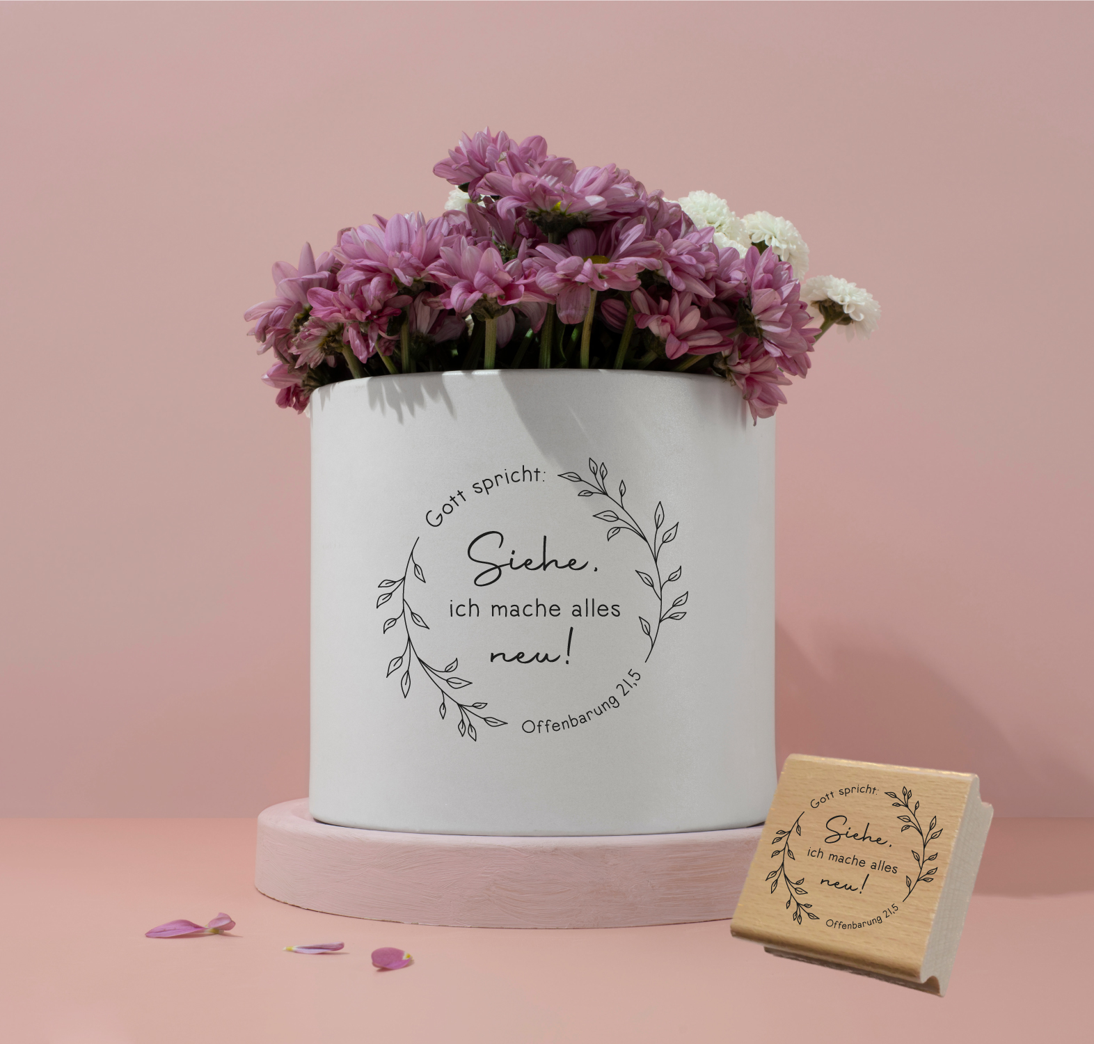 Stempel Jahreslosung 2026 "Gott spricht: Siehe, ich mache alles neu!" Kranz