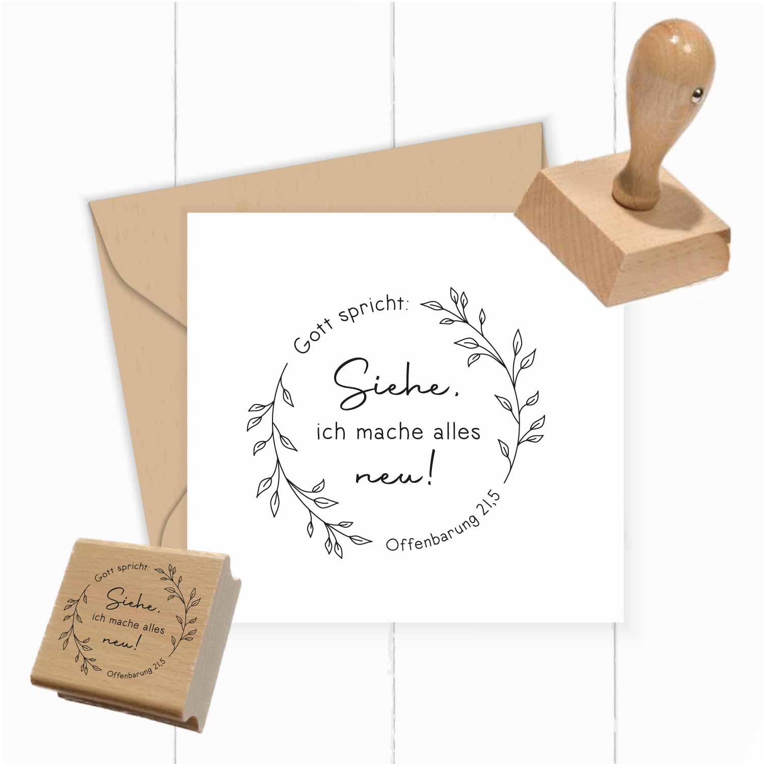 Stempel Jahreslosung 2026 "Gott spricht: Siehe, ich mache alles neu!" Kranz
