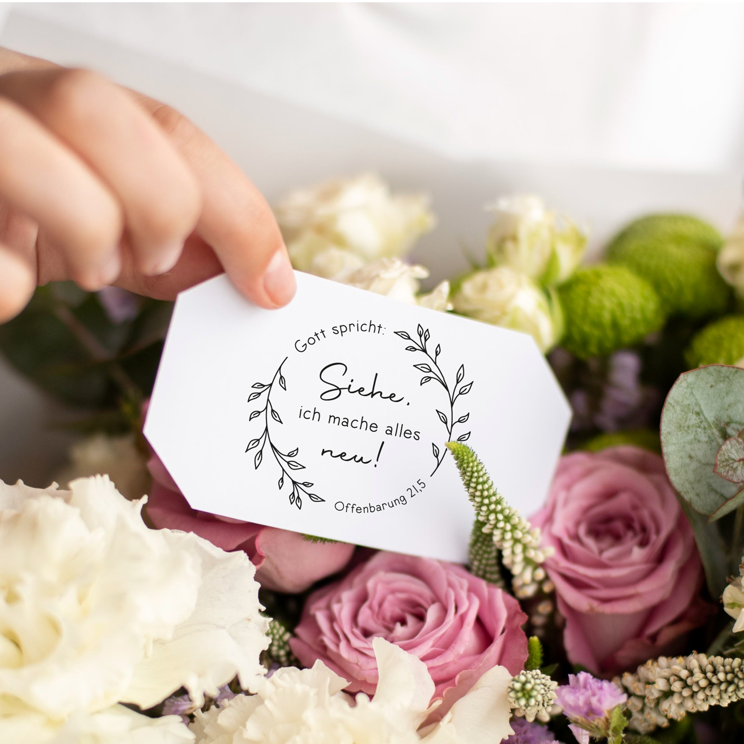 Stempel Jahreslosung 2026 "Gott spricht: Siehe, ich mache alles neu!" Kranz