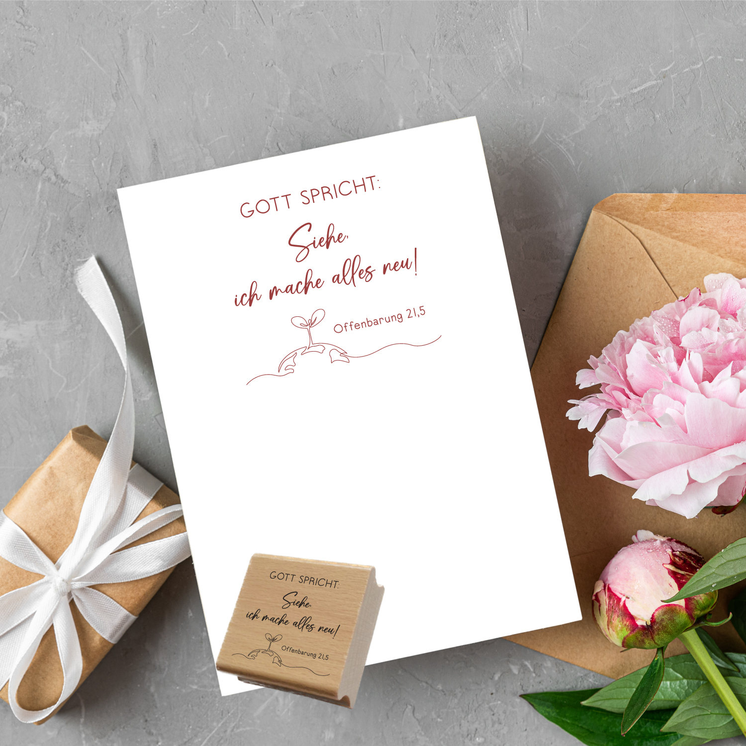 Stempel Jahreslosung 2026 "Gott spricht: Siehe, ich mache alles neu!" Erde