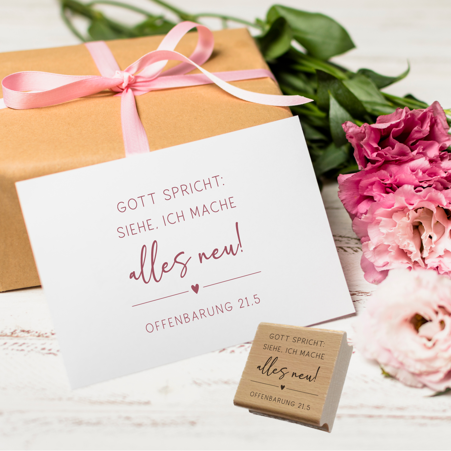 Stempel Jahreslosung 2026 "Gott spricht: Siehe, ich mache alles neu!" Herz