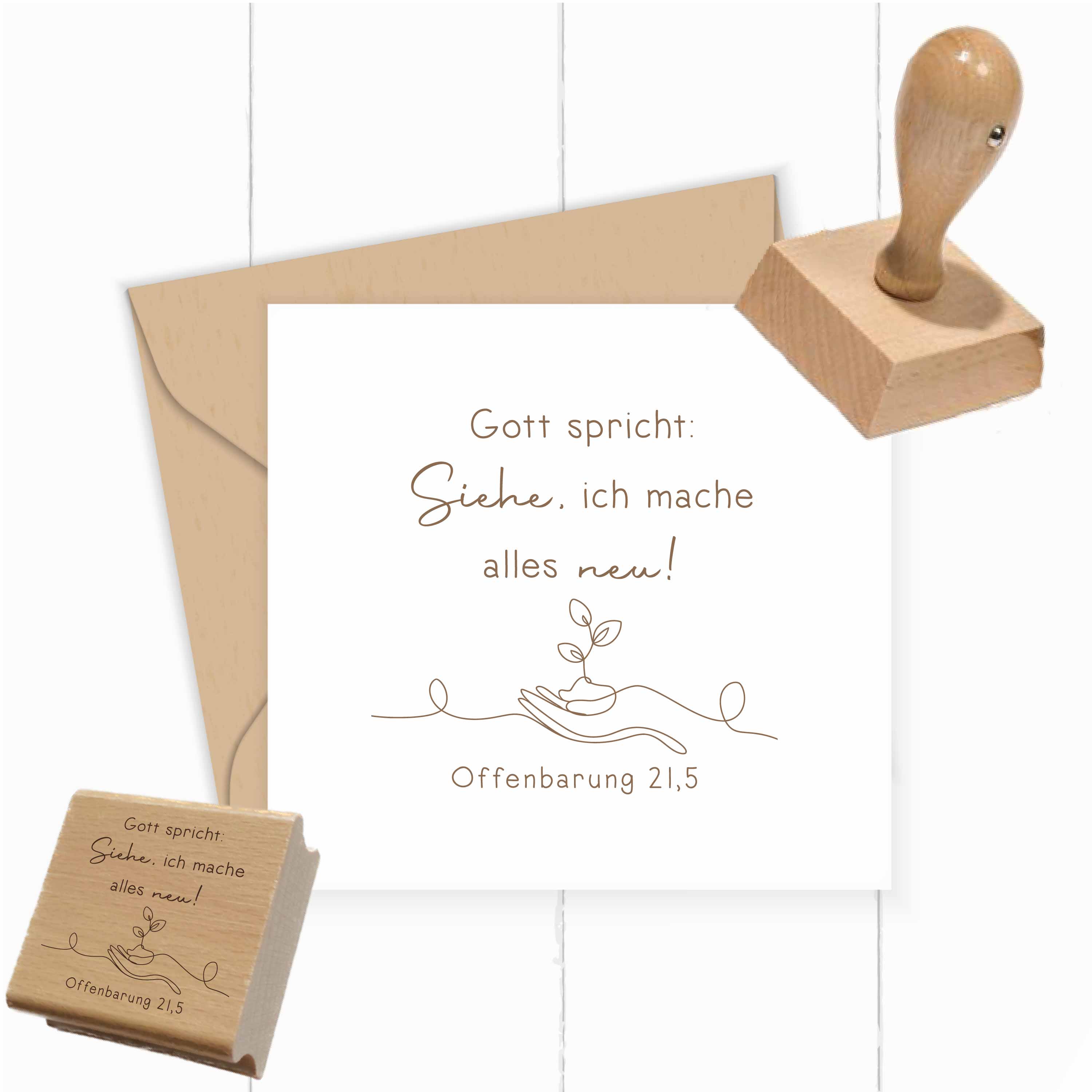 Stempel Jahreslosung 2026 "Gott spricht: Siehe, ich mache alles neu!" Pflanze