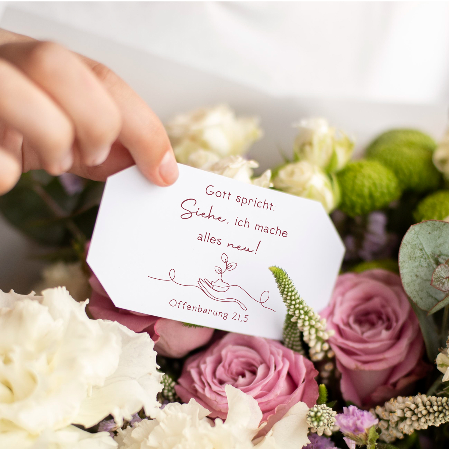 Stempel Jahreslosung 2026 "Gott spricht: Siehe, ich mache alles neu!" Pflanze