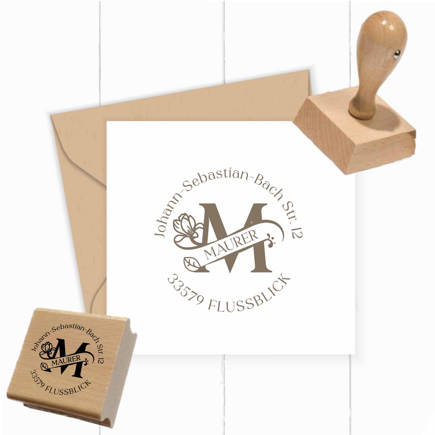 Personalisierter Adresstempel "Maurer" | 4–10 cm 