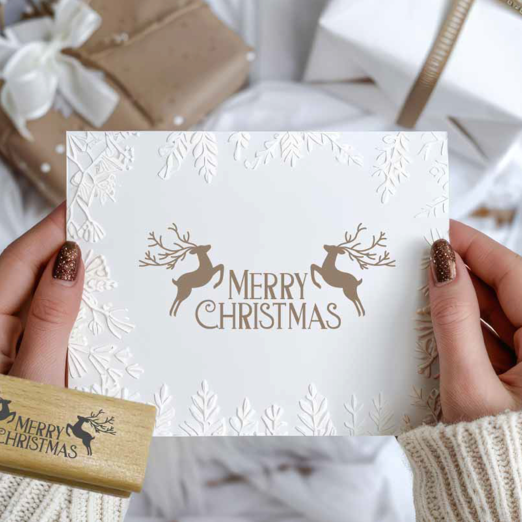 WInterstempel Merry Christmas Hirsche