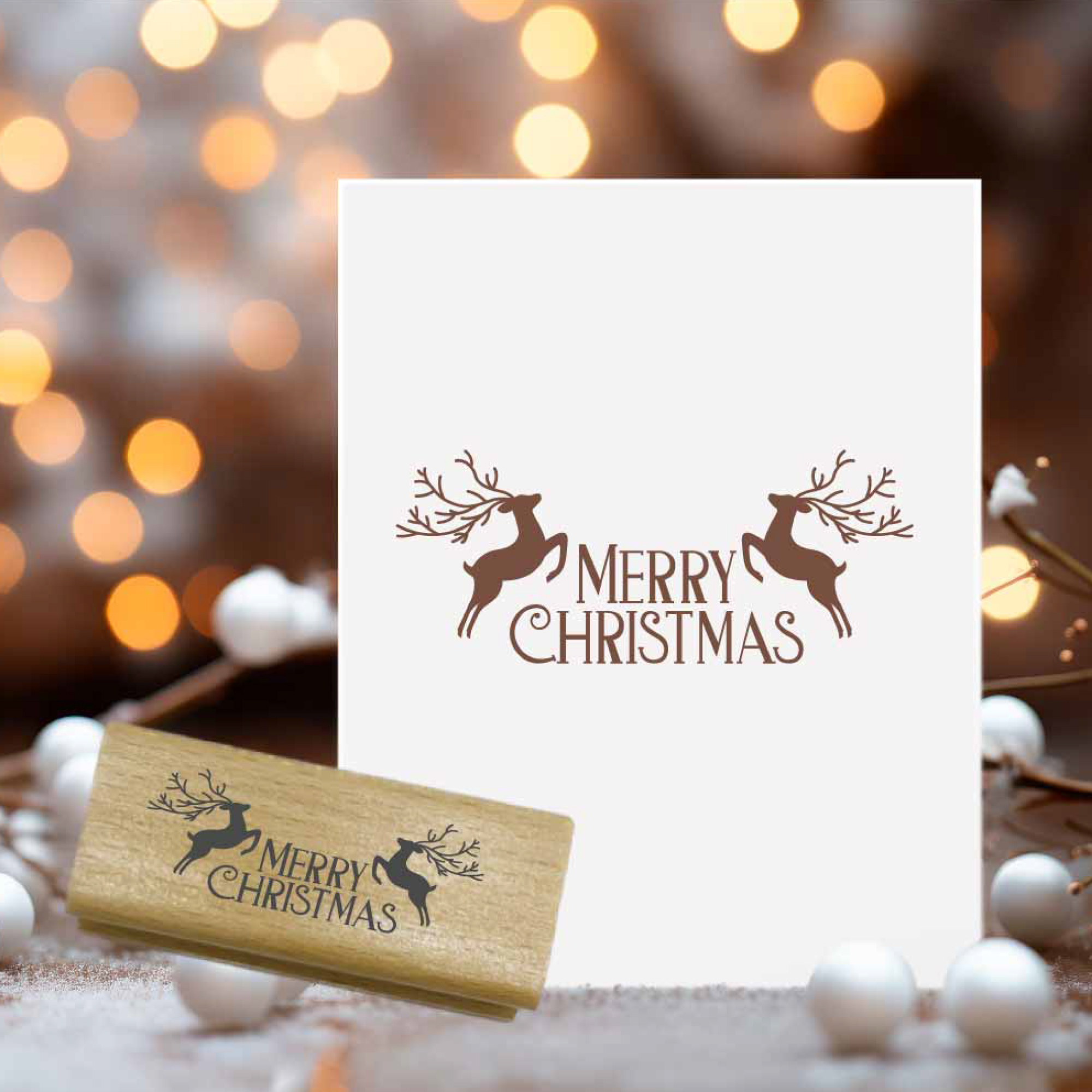 WInterstempel Merry Christmas Hirsche