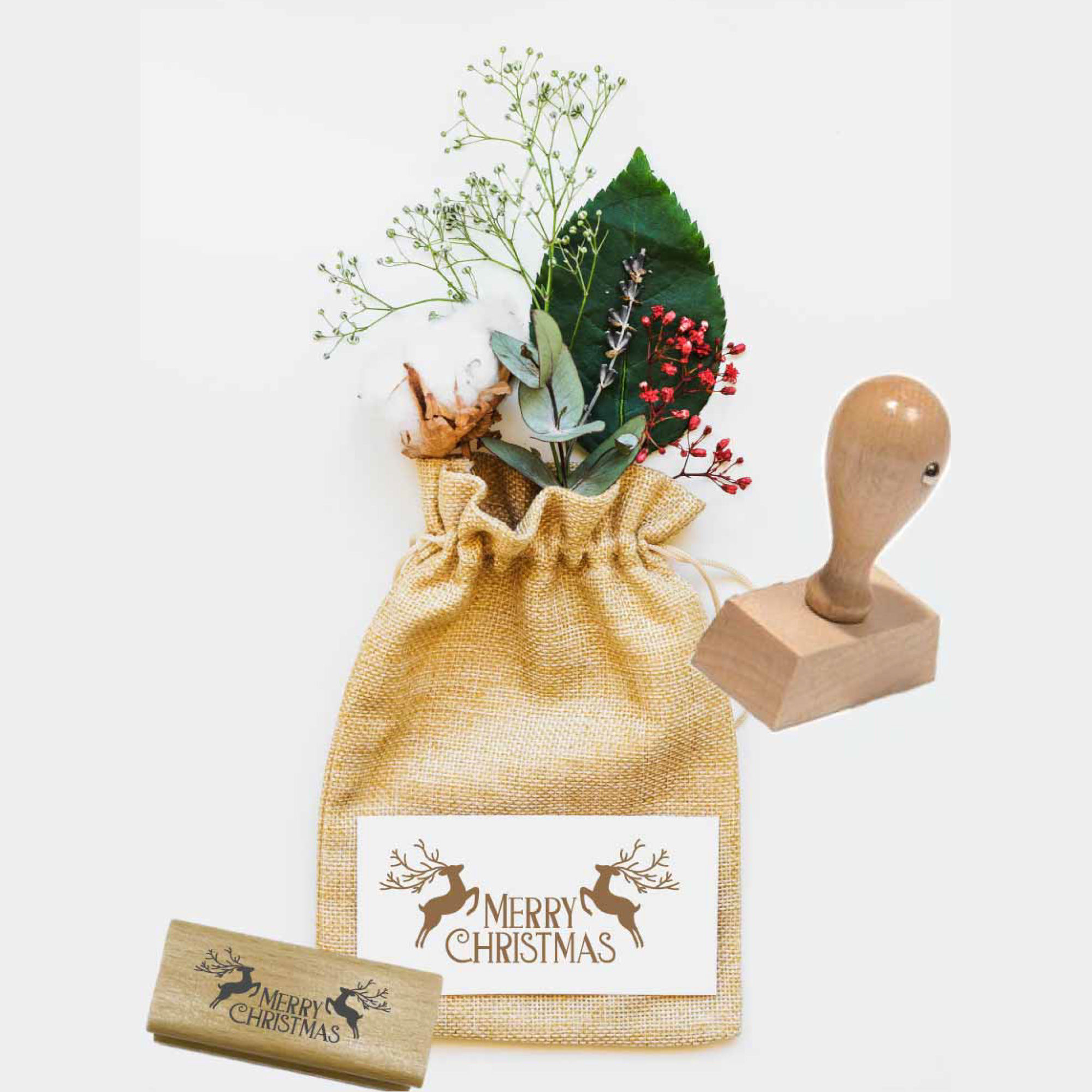 WInterstempel Merry Christmas Hirsche