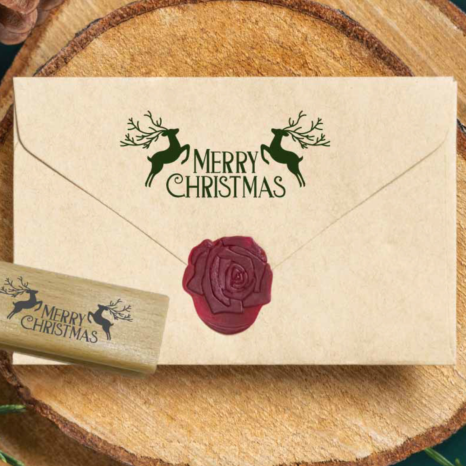 WInterstempel Merry Christmas Hirsche