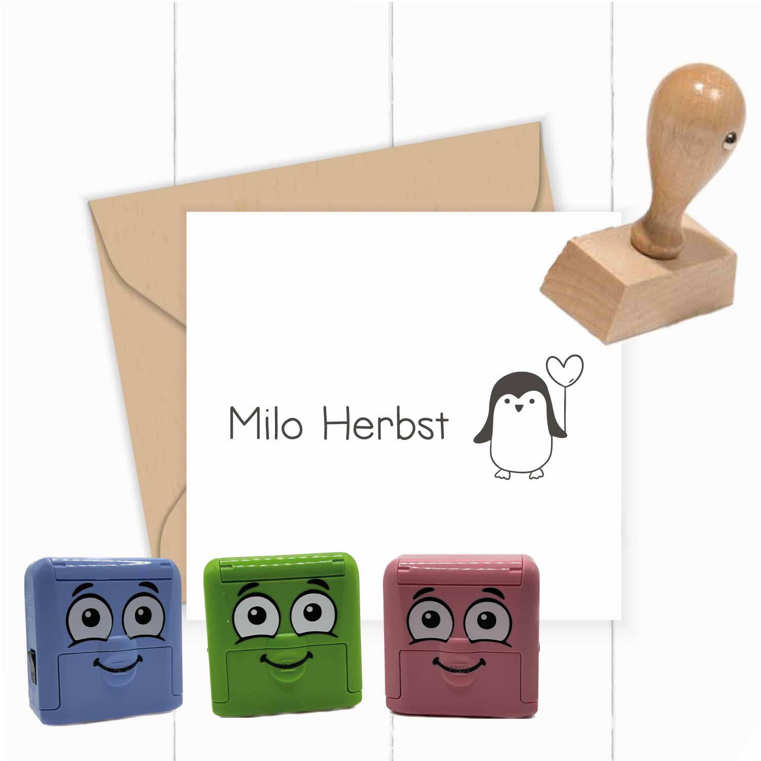 Dein personalisierter Textilstempel „Pinguin“ | 38 x 14 mm