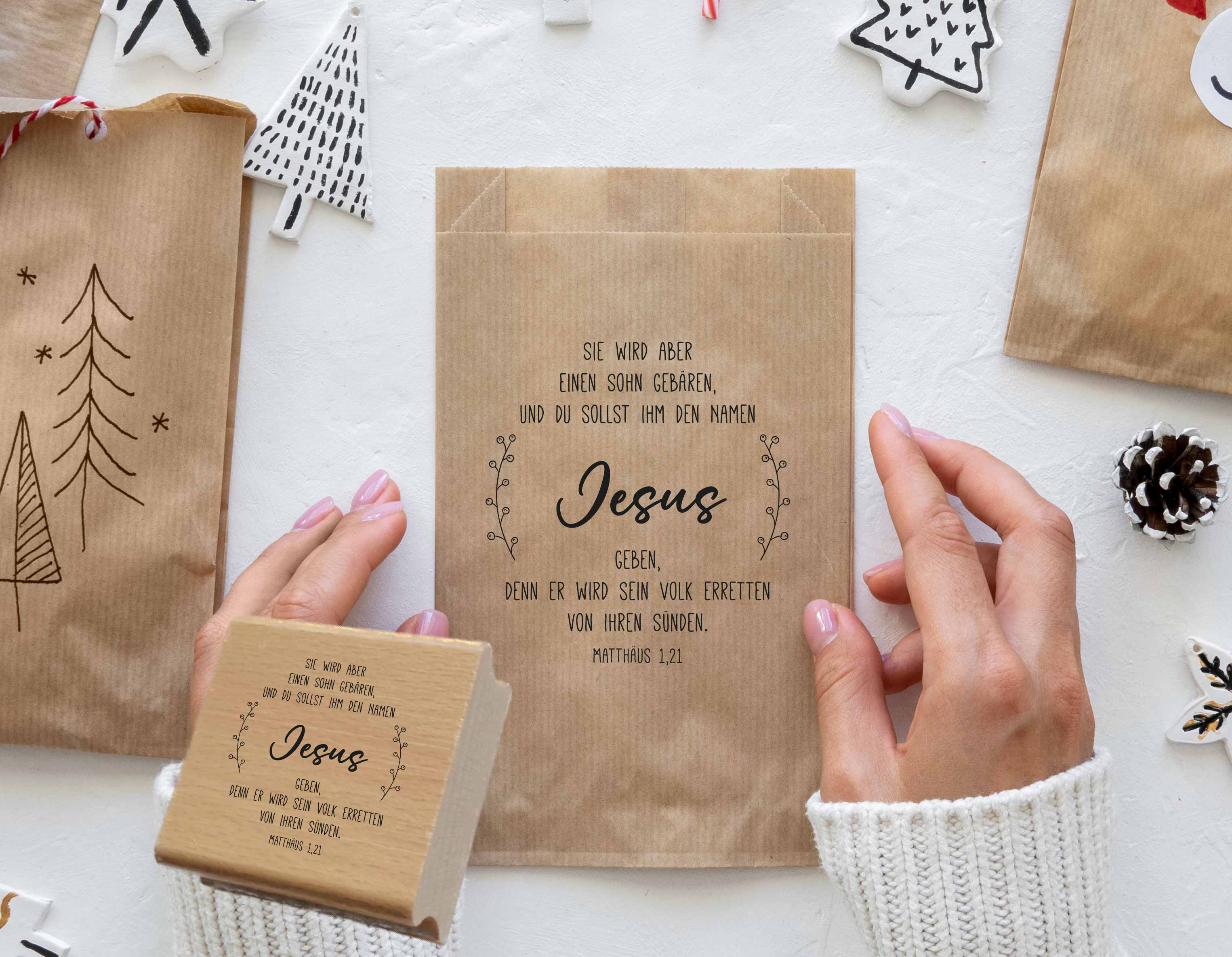 Weihnachts STEMPEL "Jesus - der Retter - Matthäus 1,21"