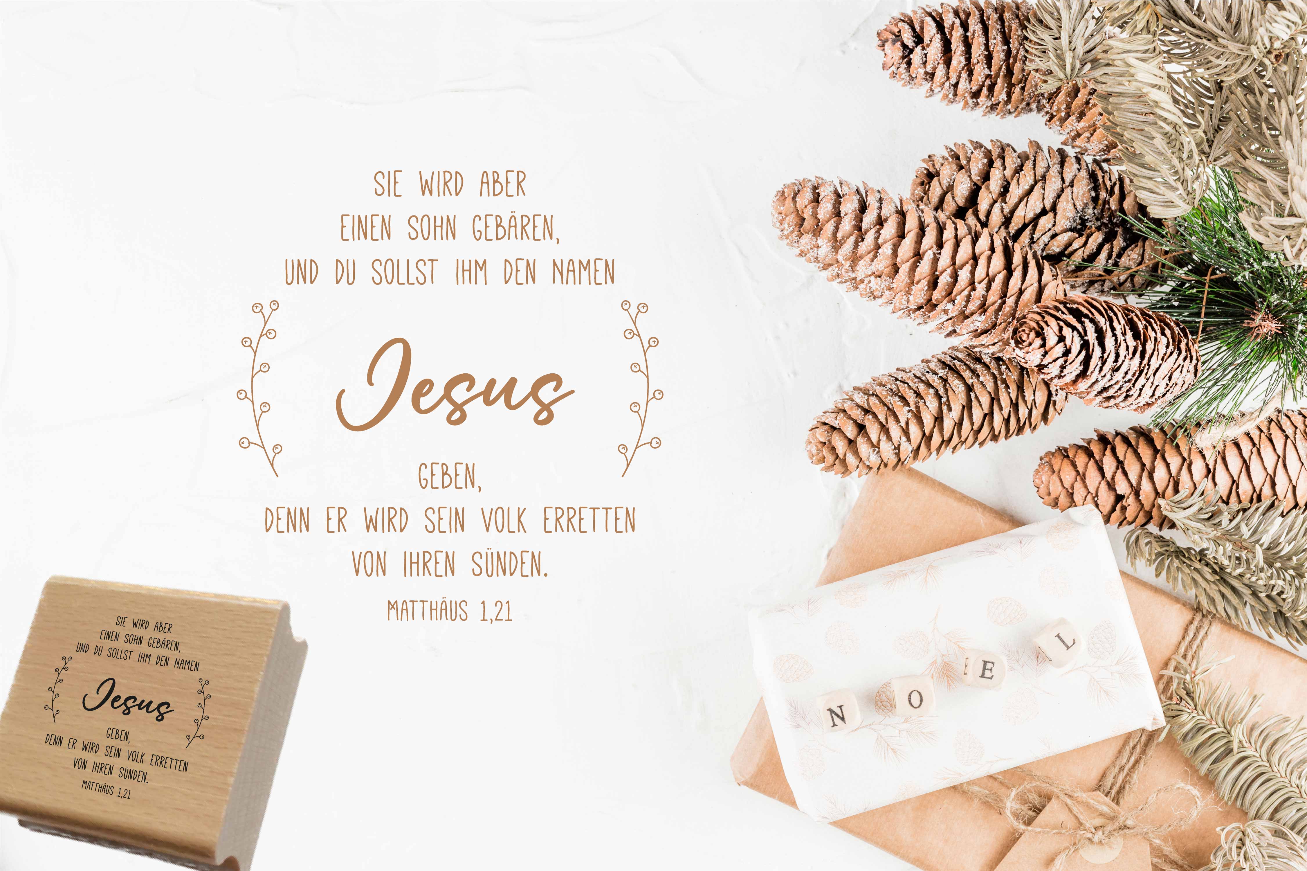 Weihnachts STEMPEL "Jesus - der Retter - Matthäus 1,21"