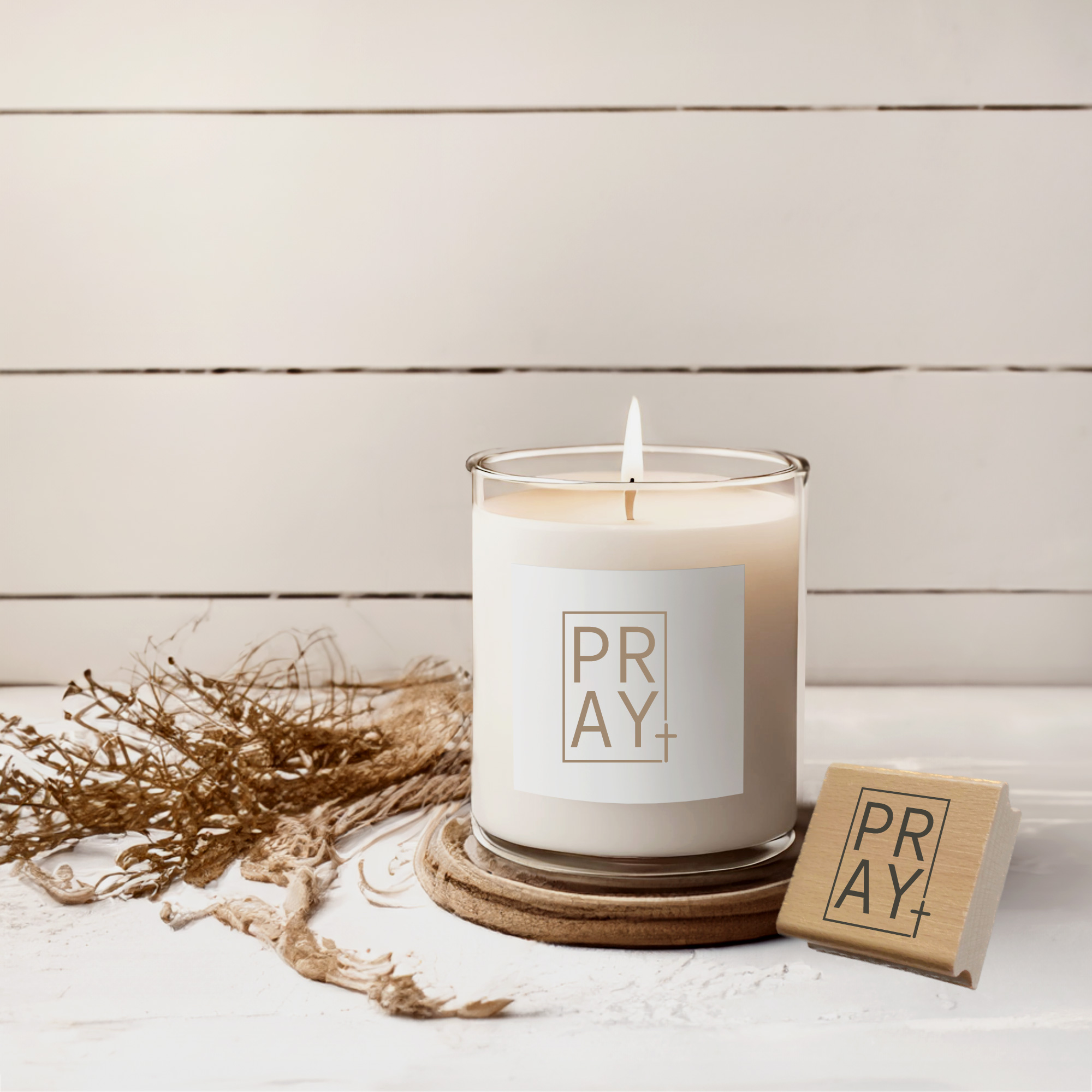 Segensstempel "Pray" – Stempel mit Kreuz | Englisch