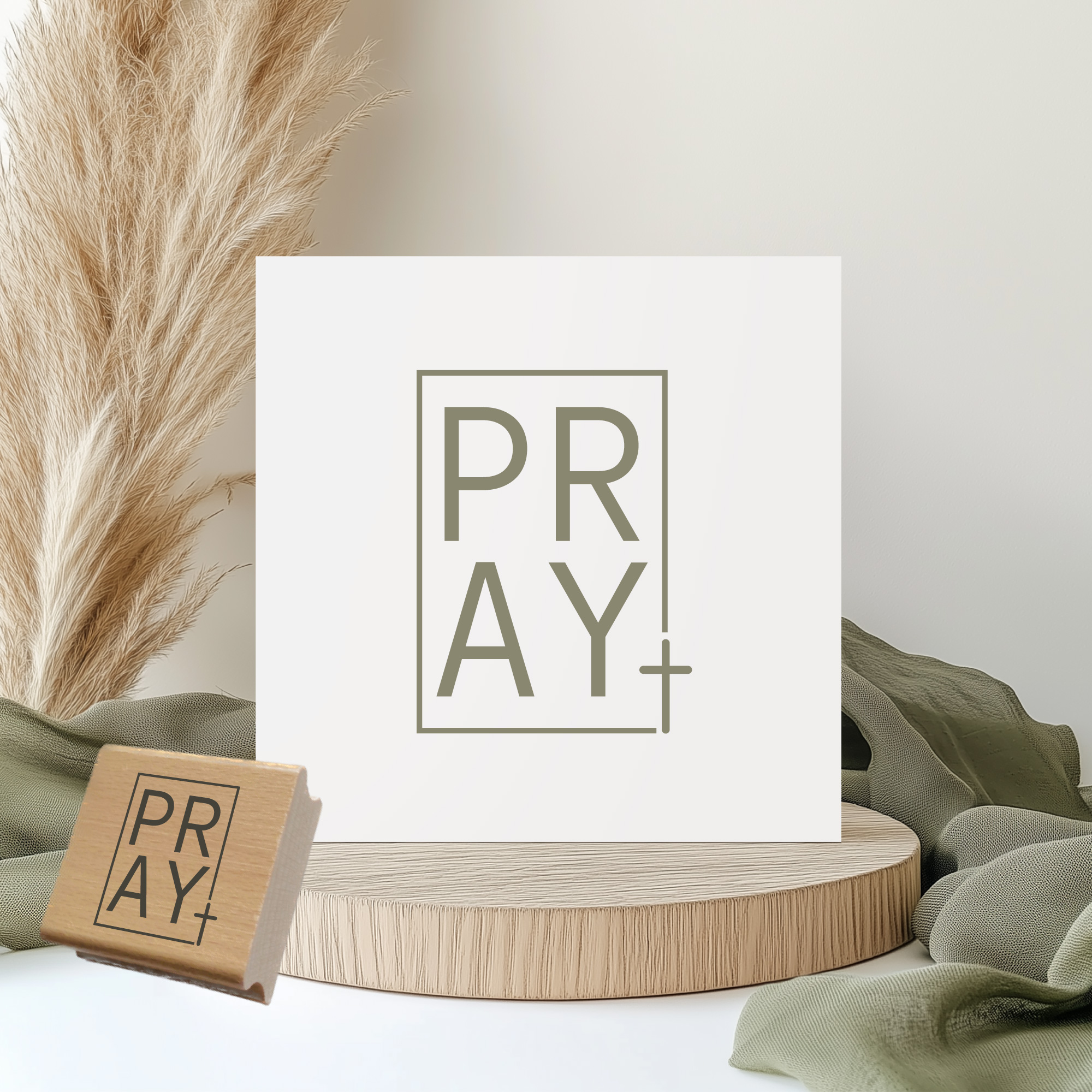 Segensstempel "Pray" – Stempel mit Kreuz | Englisch