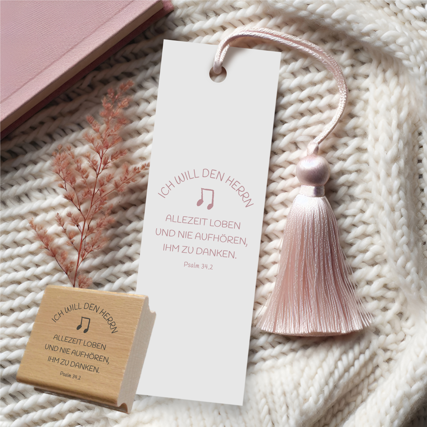 Bibelversstempel Ich will den Herrn allezeit loben - Psalm 34,2