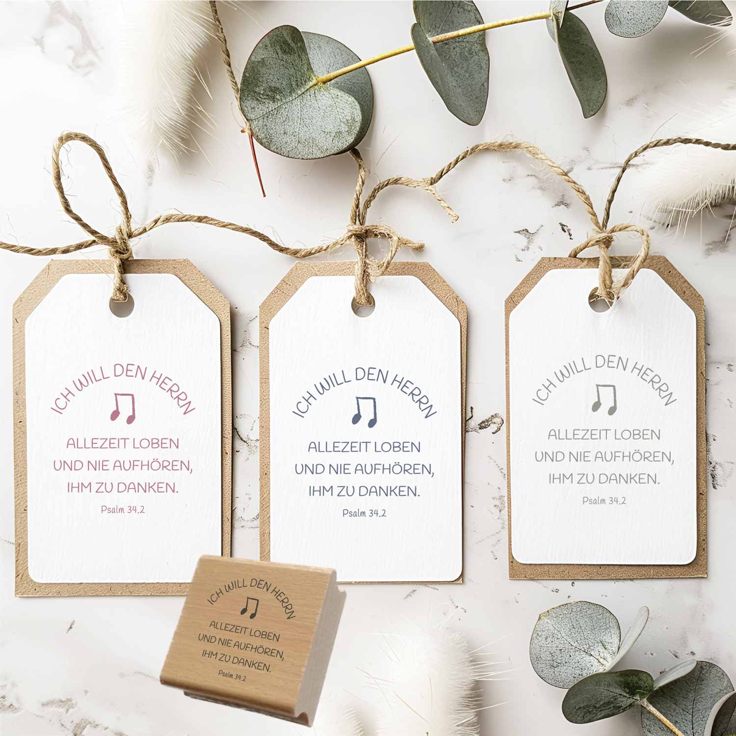 Bibelversstempel Ich will den Herrn allezeit loben - Psalm 34,2